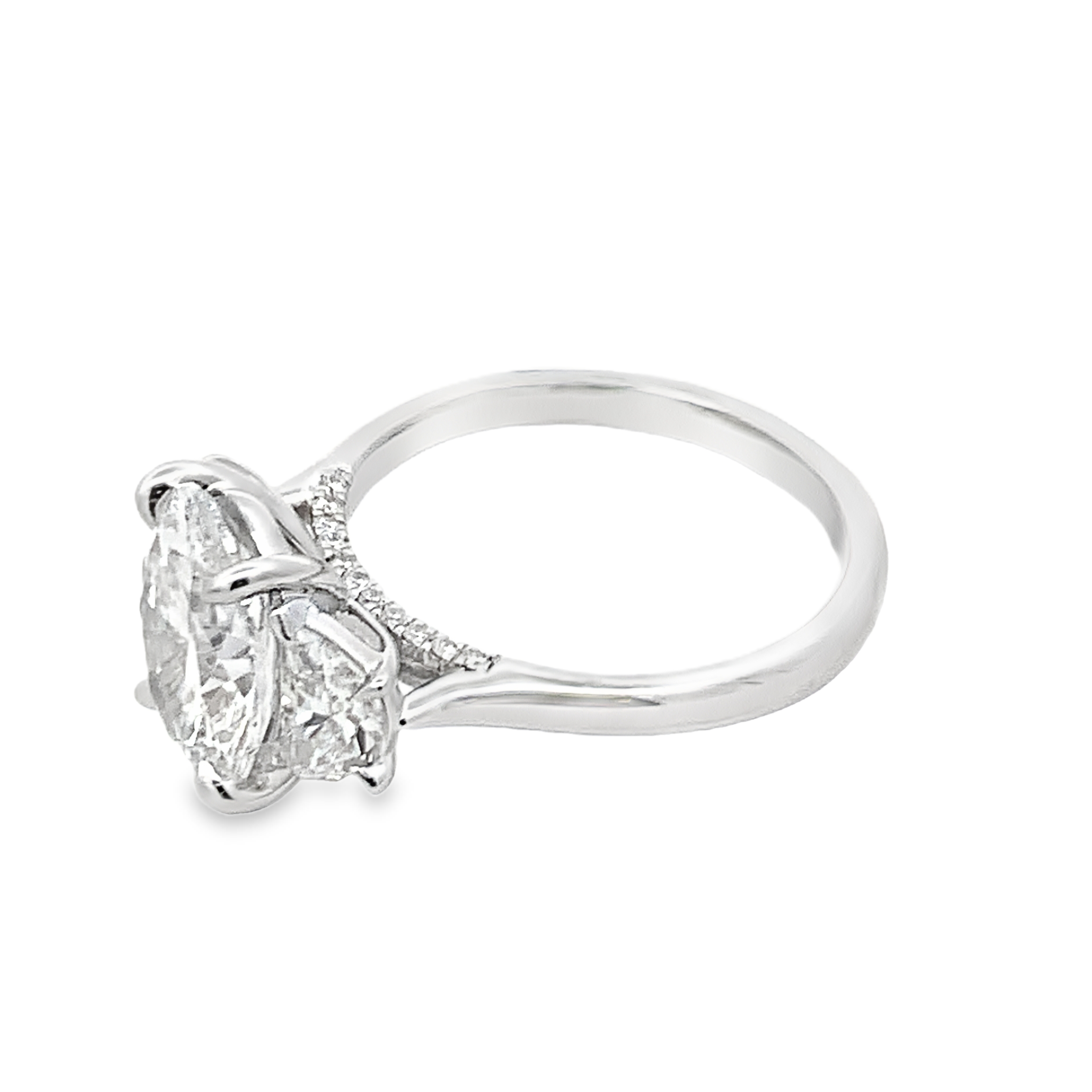 14K White Gold Lab Grown Diamond 3-Stone Oval Engagement Ring