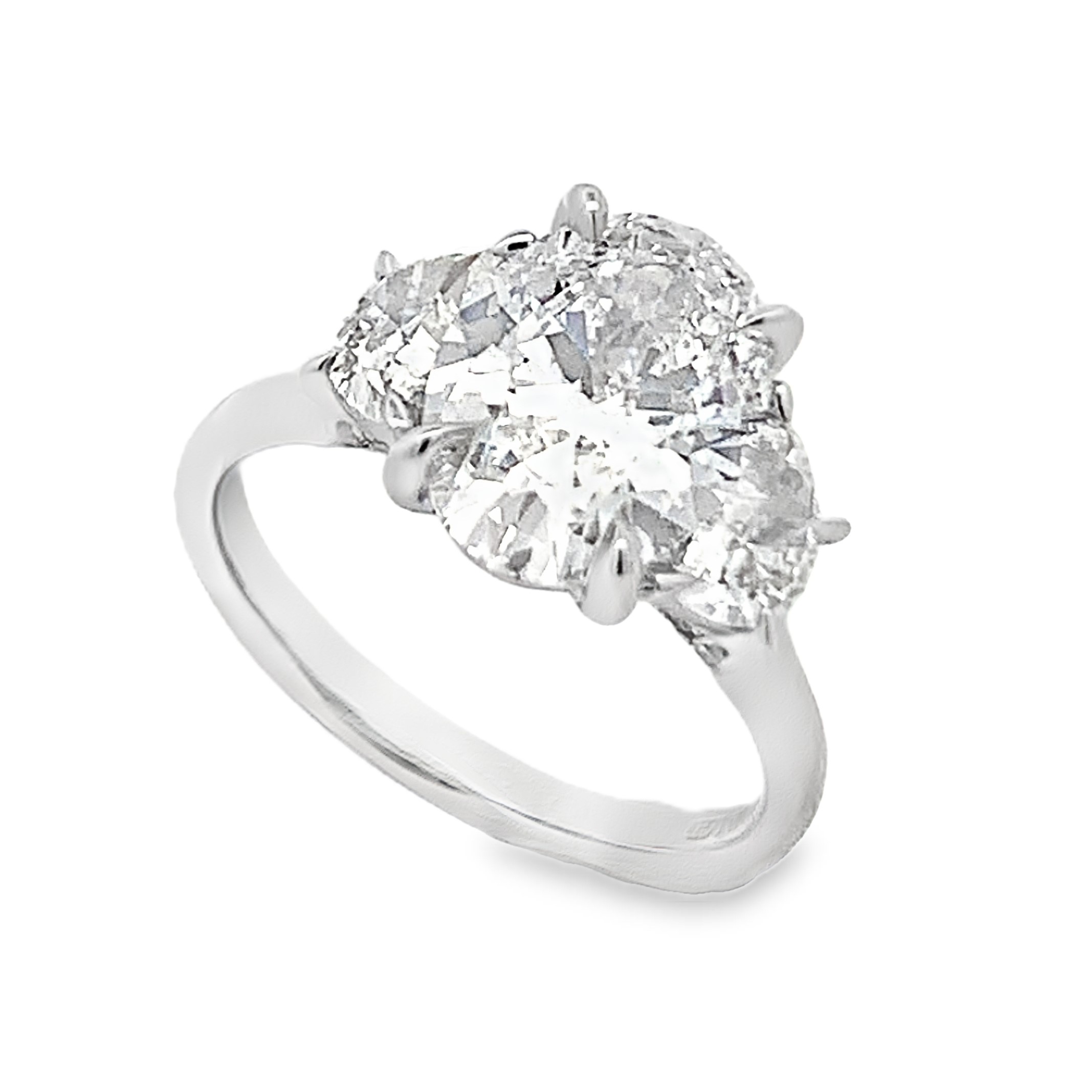 14K White Gold Lab Grown Diamond 3-Stone Oval Engagement Ring