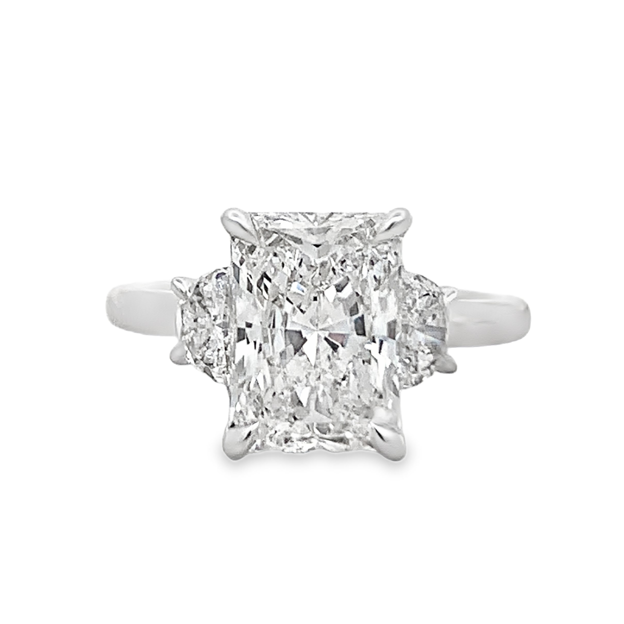 14K White Gold Lab Grown Diamond 3-Stone Radiant Engagement Ring