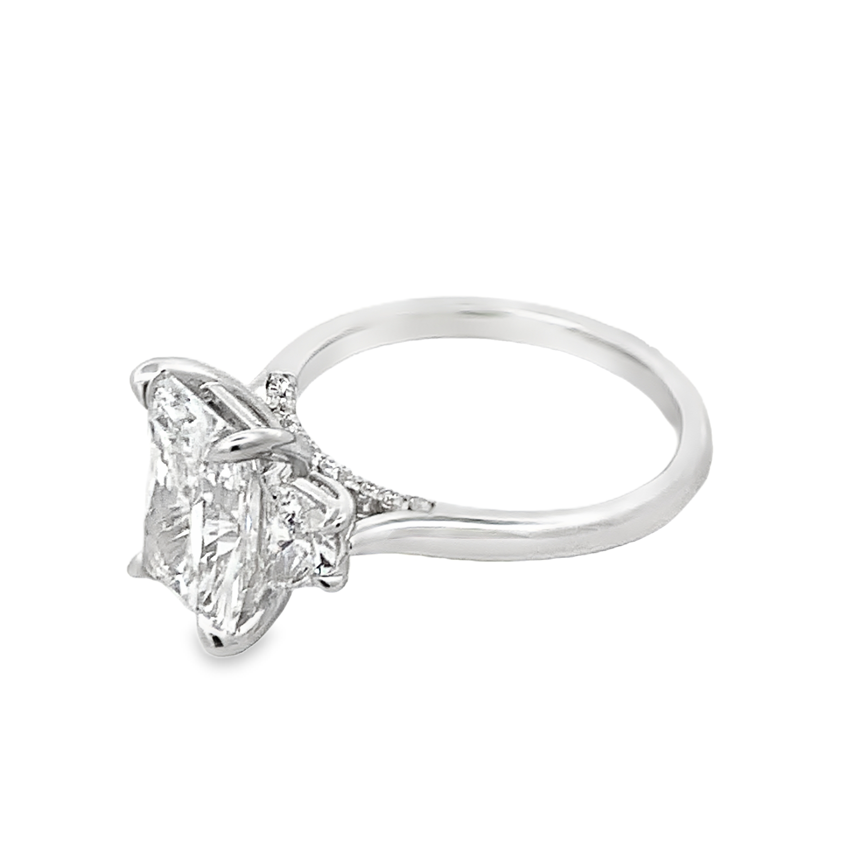 14K White Gold Lab Grown Diamond 3-Stone Radiant Engagement Ring