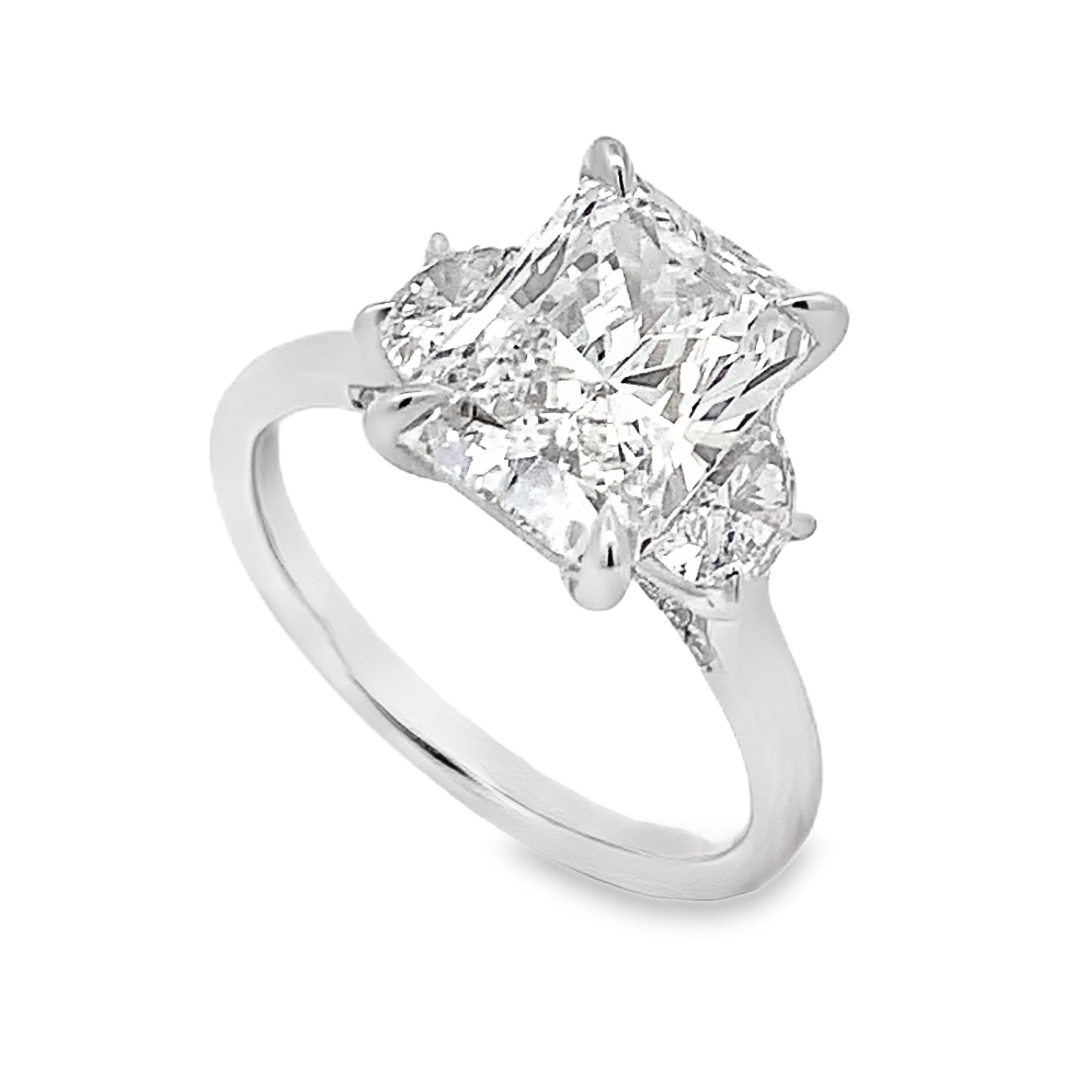 14K White Gold Lab Grown Diamond 3-Stone Radiant Engagement Ring