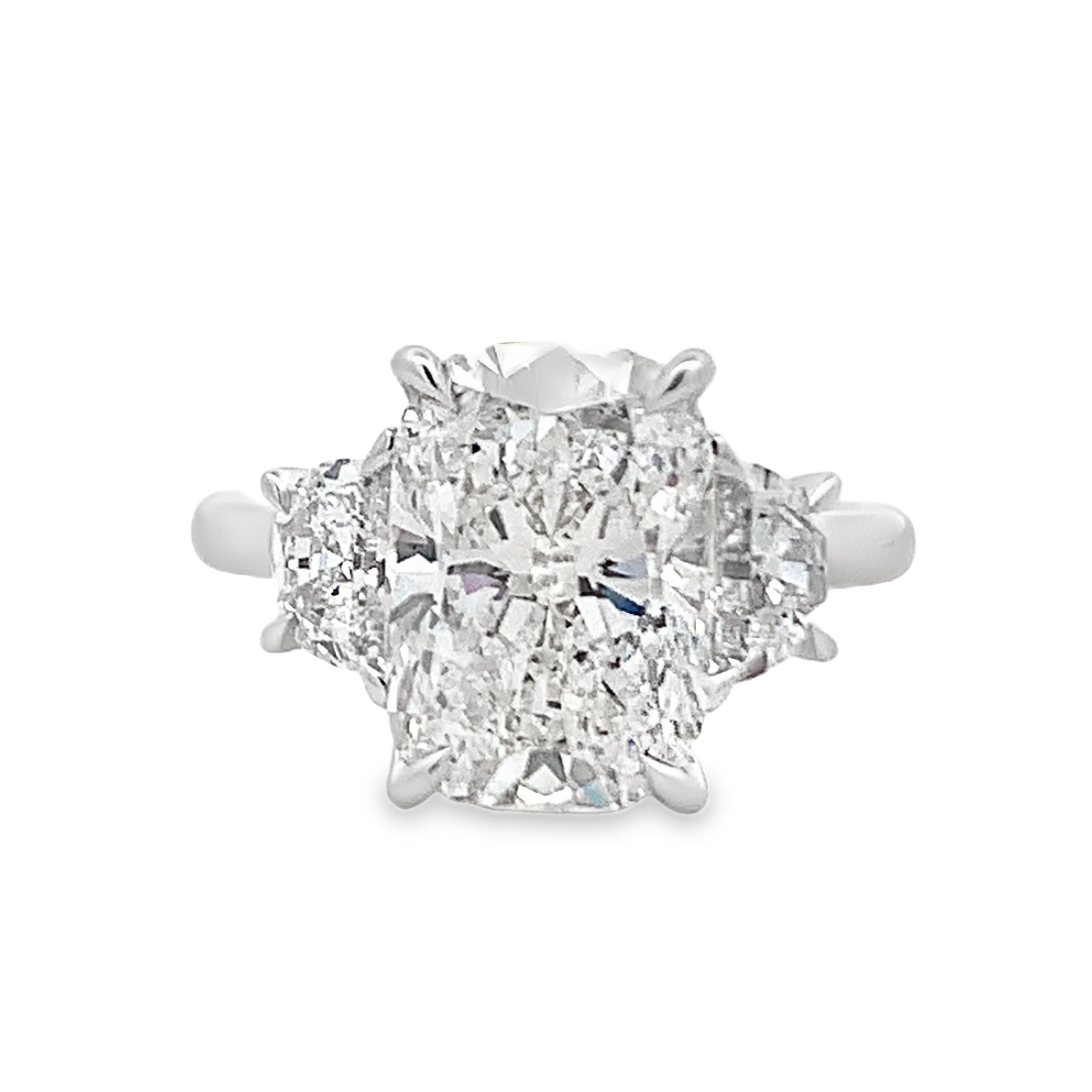 14K White Gold Lab Grown Diamond 3-Stone Cushion Engagement Ring