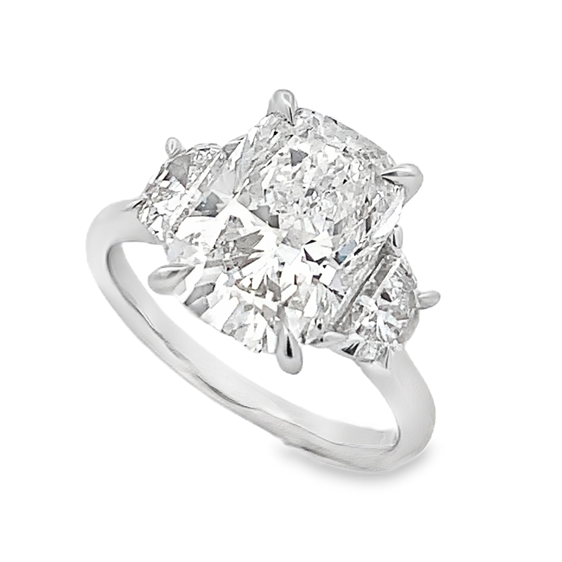 14K White Gold Lab Grown Diamond 3-Stone Cushion Engagement Ring