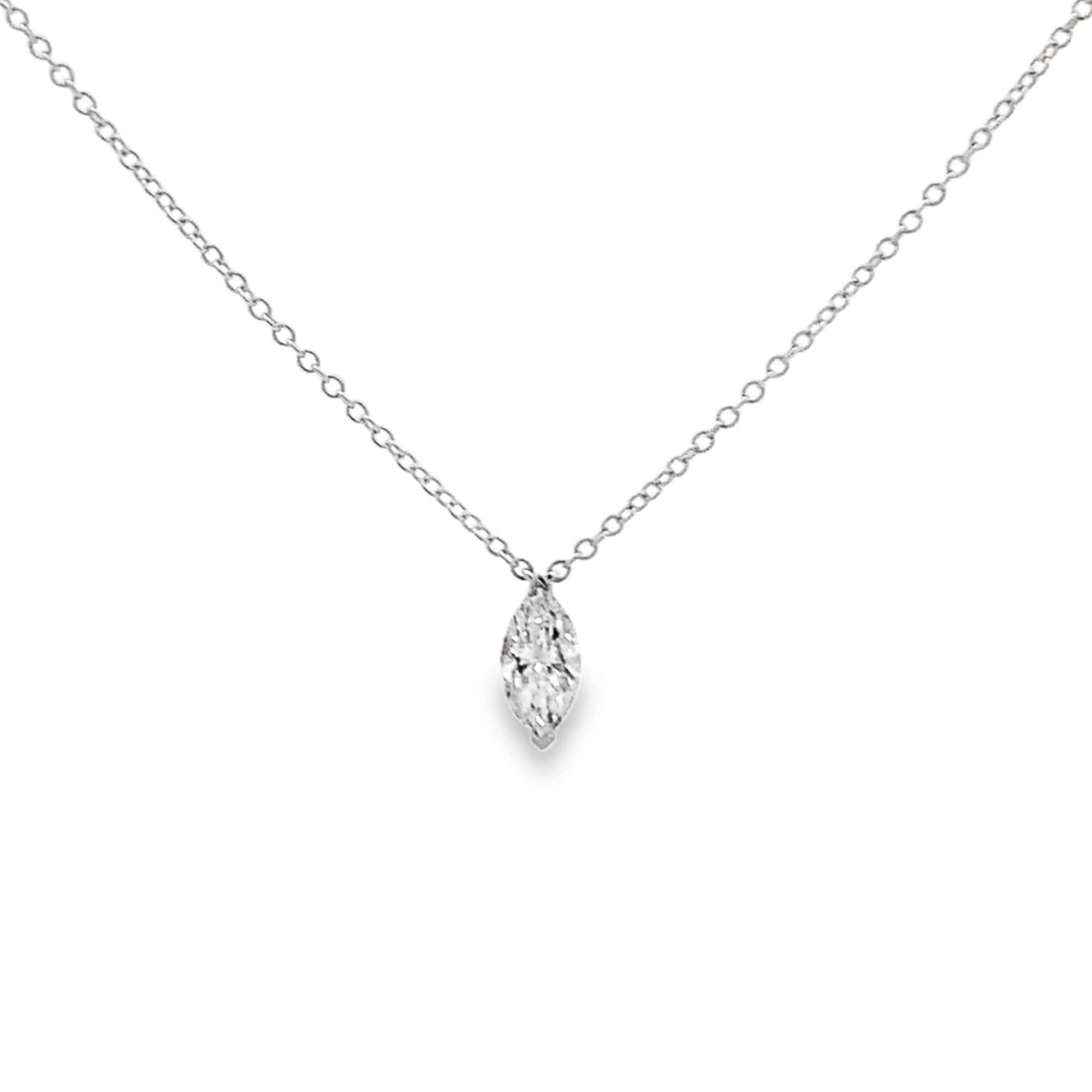 14K White Gold Lab Grown Marquise Diamond Necklace