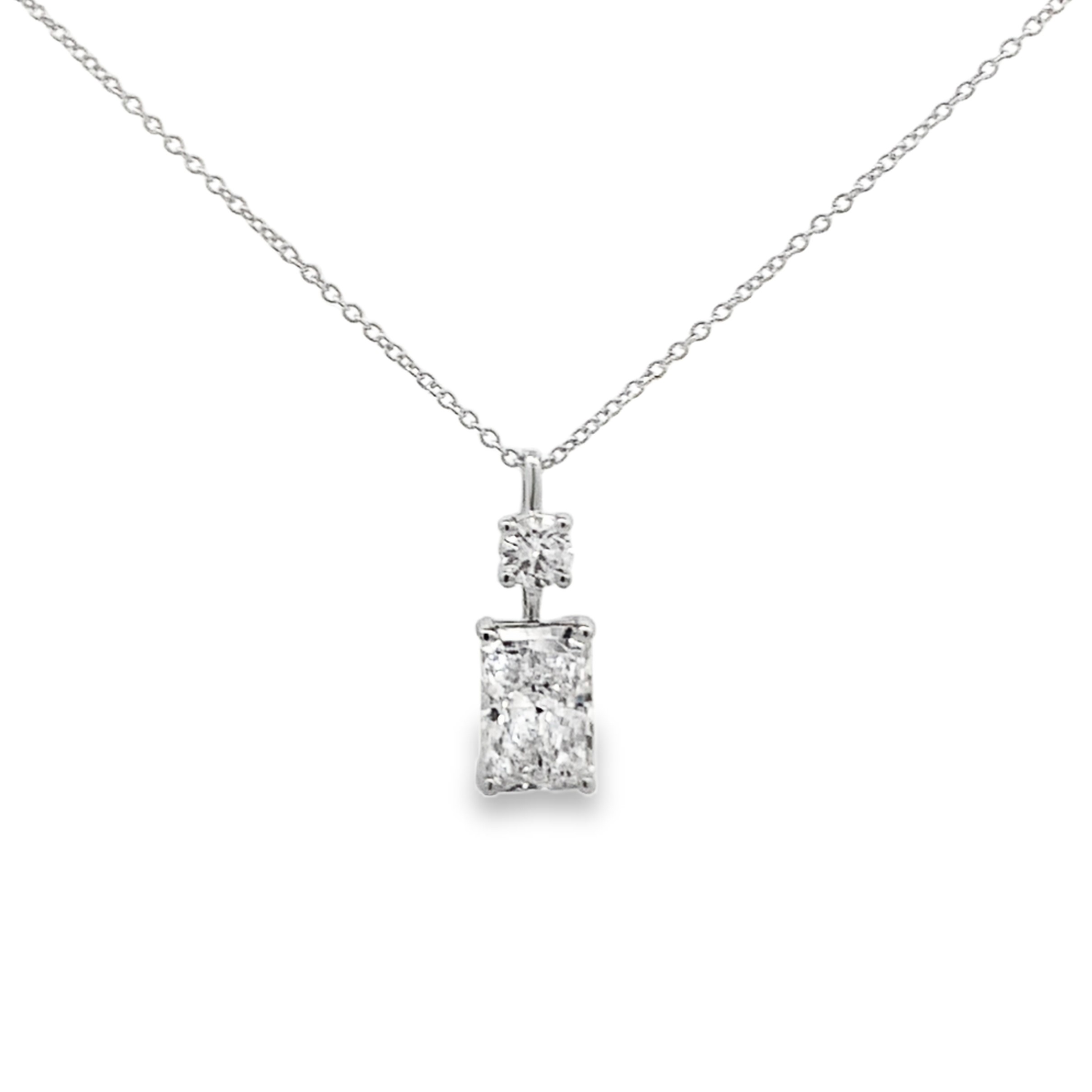 14K White Lab Grown Diamond Pendant Necklace 18