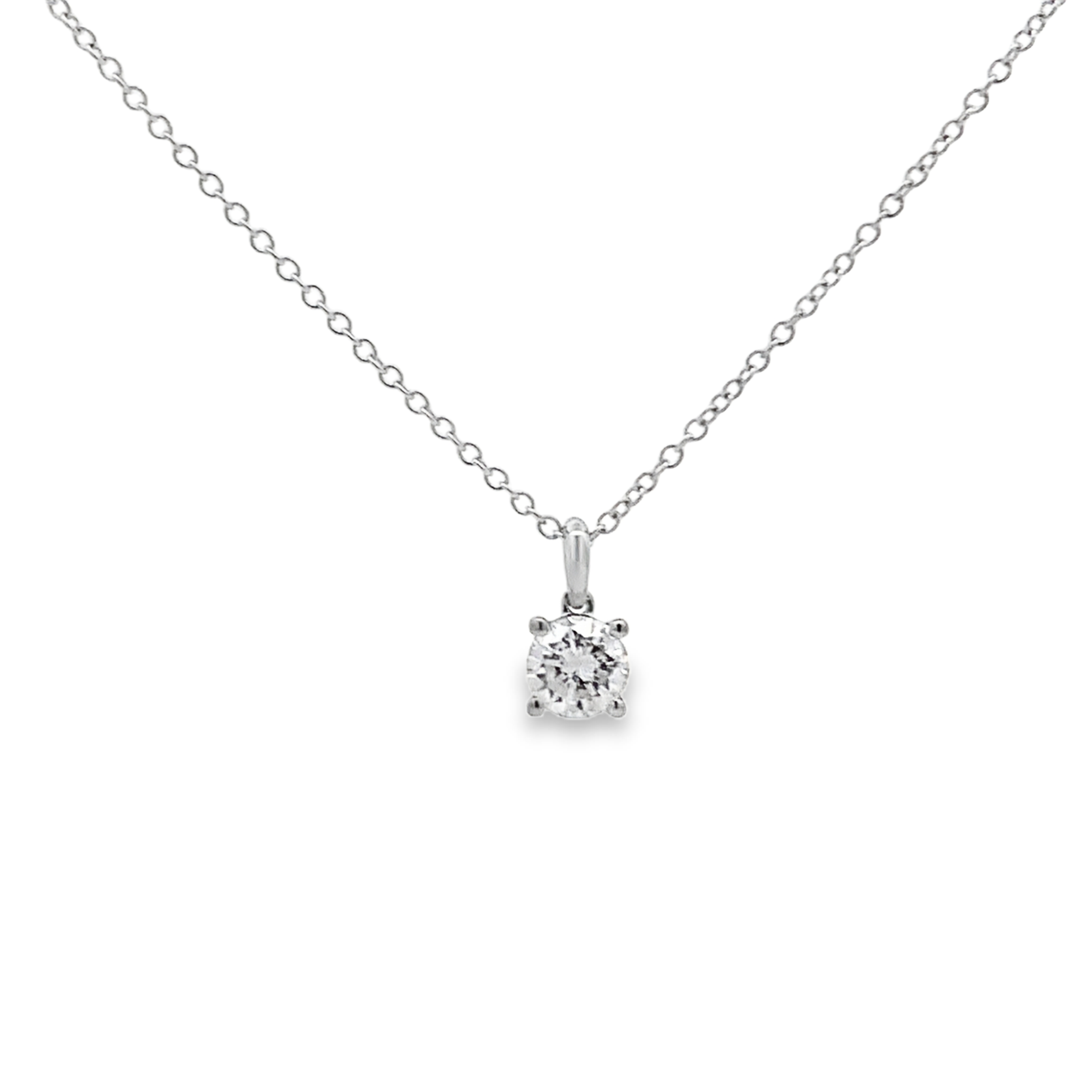 14K White Gold Lab Grown Solitaire Round Diamond Pendant