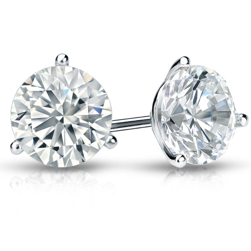 14K White Gold Lab Grown Diamond Stud Earrings with 1 Lab Grown Round Brilliant Cut Diamond 2.49ct F VS1 IGI Cert # LG589379162 and 1 Round Brilliant Cut Diamond 2.50ct F VS1 IGI Cert # LG585333005