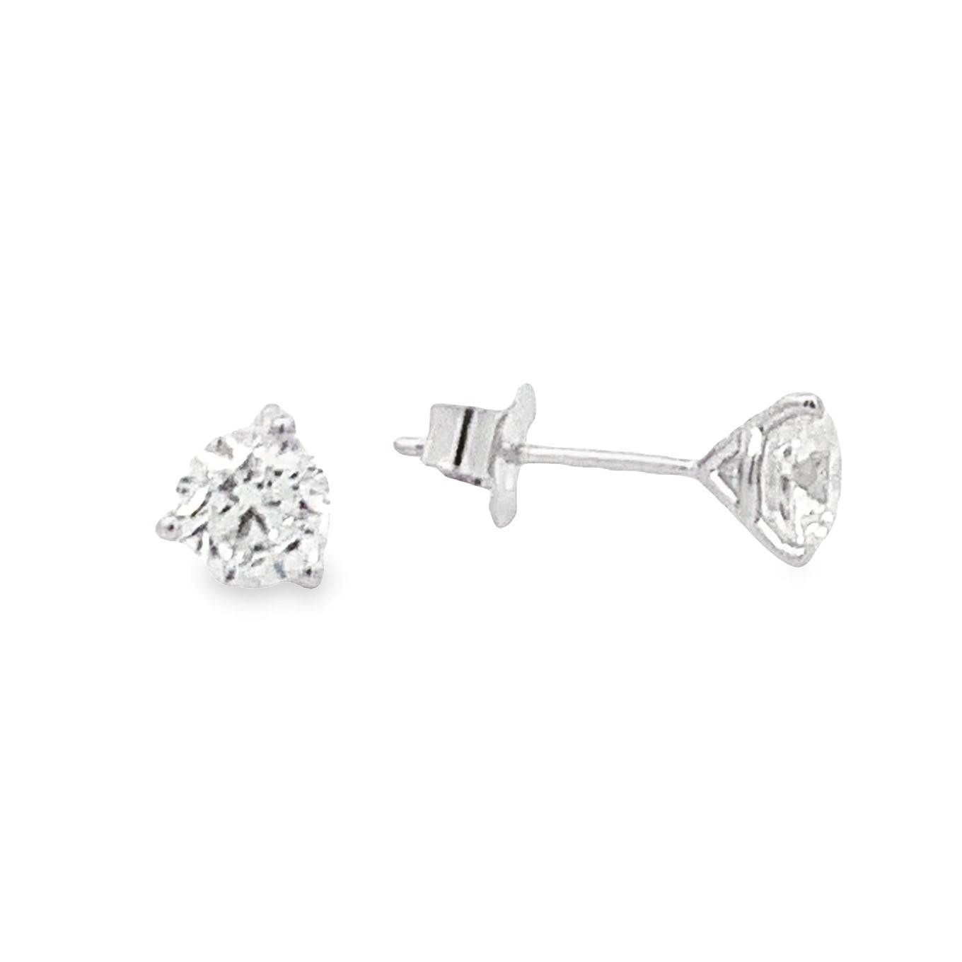 14K White Gold Lab Grown Diamond Stud Earrings with 2 Lab Grown Round Brilliant Cut Diamonds 1.50 CTW G VS