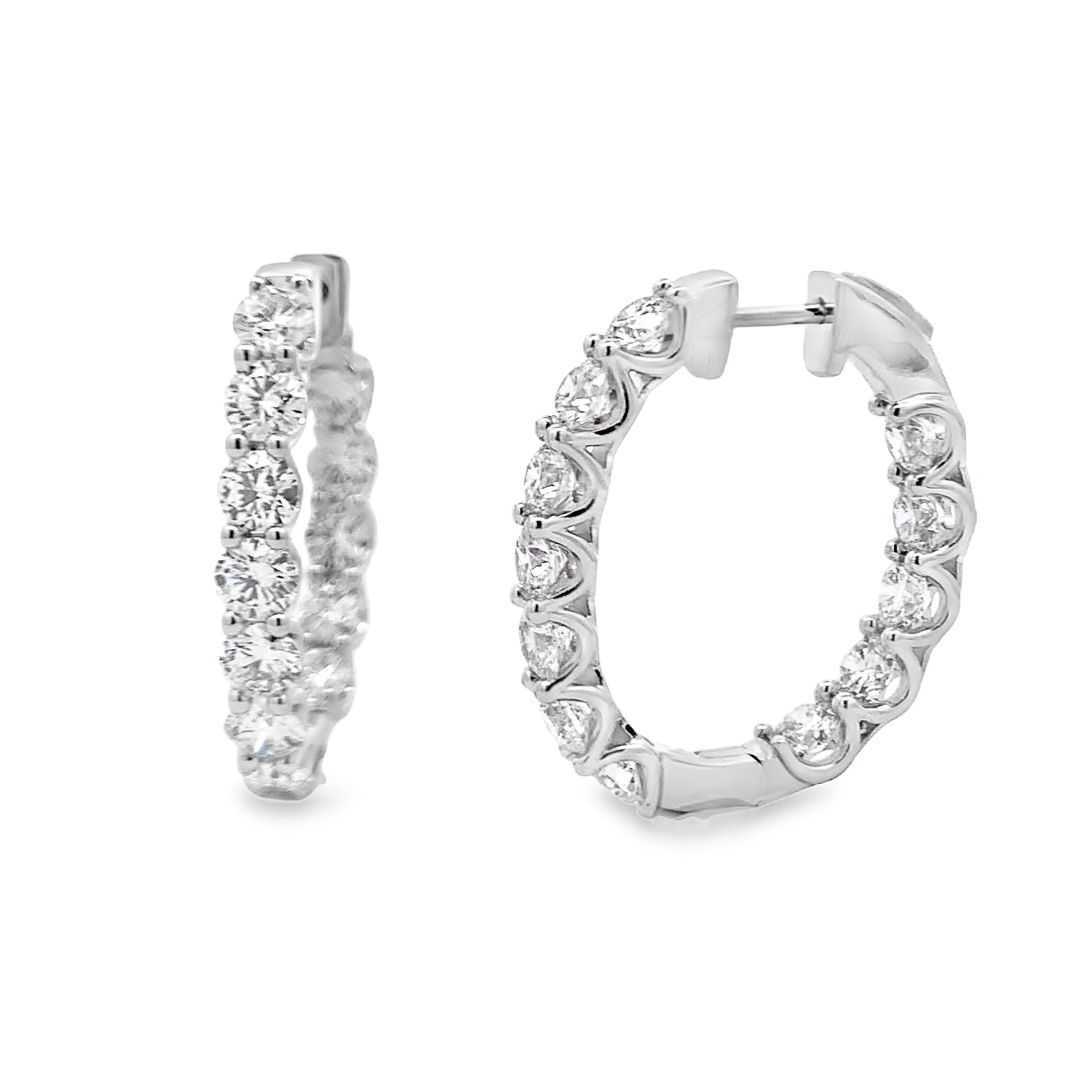 14K White Gold Lab Grown Diamond Oval Inside-Out Hoops