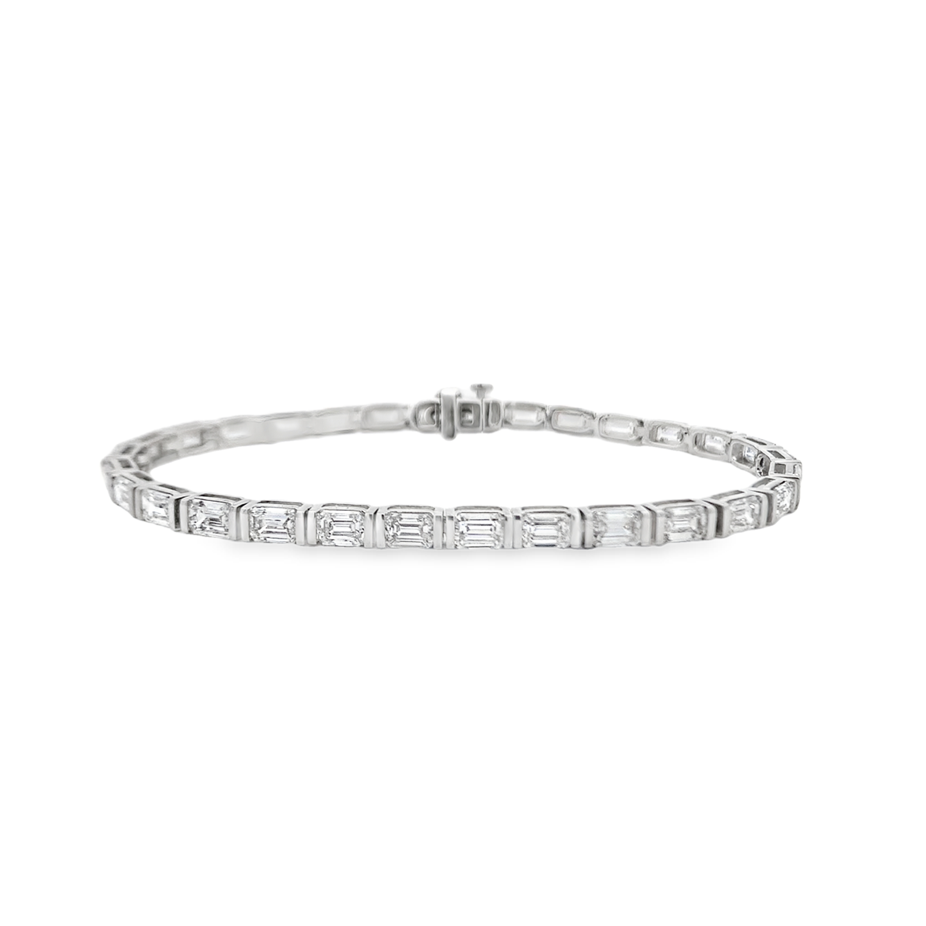 14K White Gold Lab Grown Emerald-Cut Diamond Tennis Bracelet