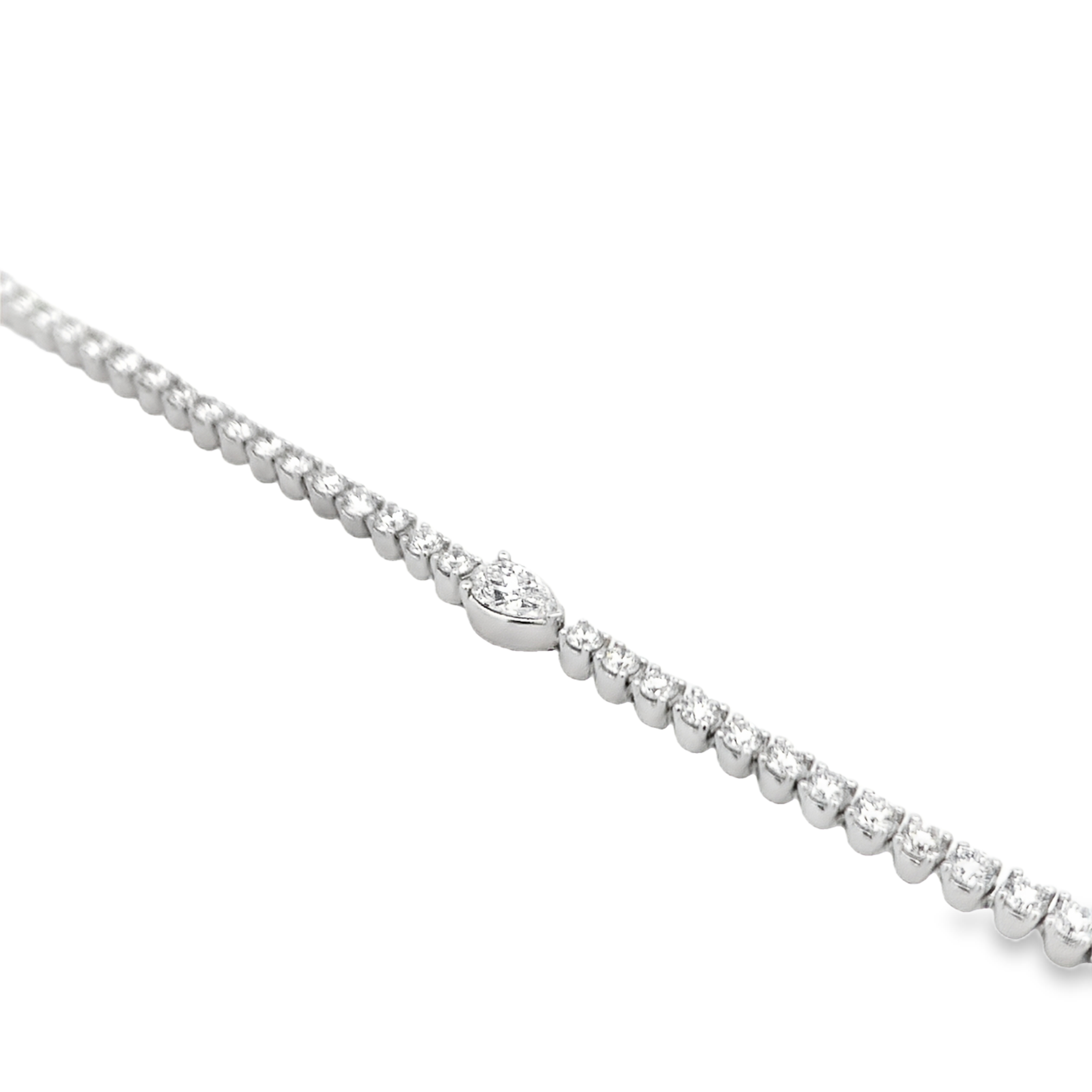 14K White Lab Grown Pear-Accent Diamond Tennis Bracelet