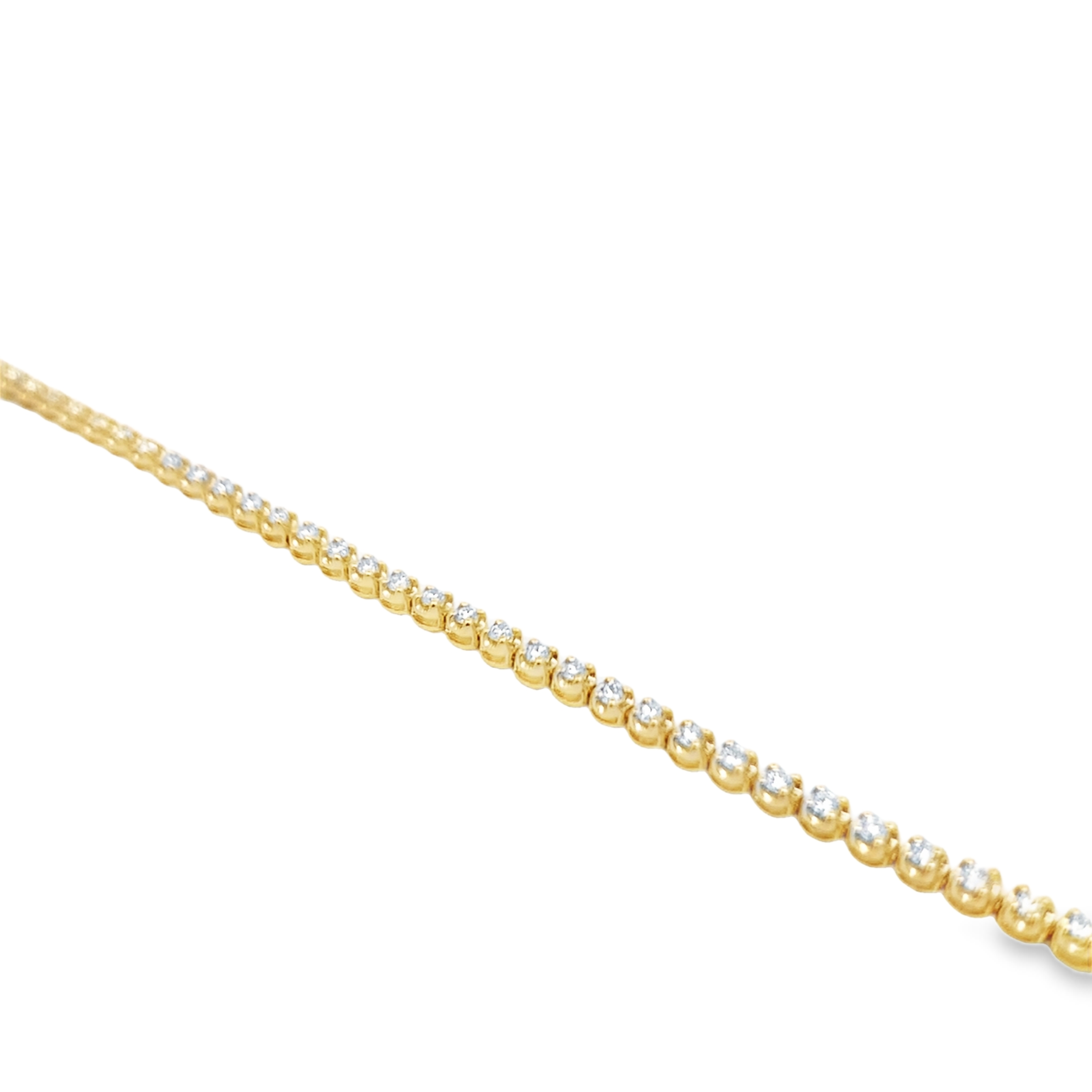 14K Yellow Lab Grown Diamond Tennis Bracelet with 68 Lab Grown Round Diamonds 0.96 CTW G VS