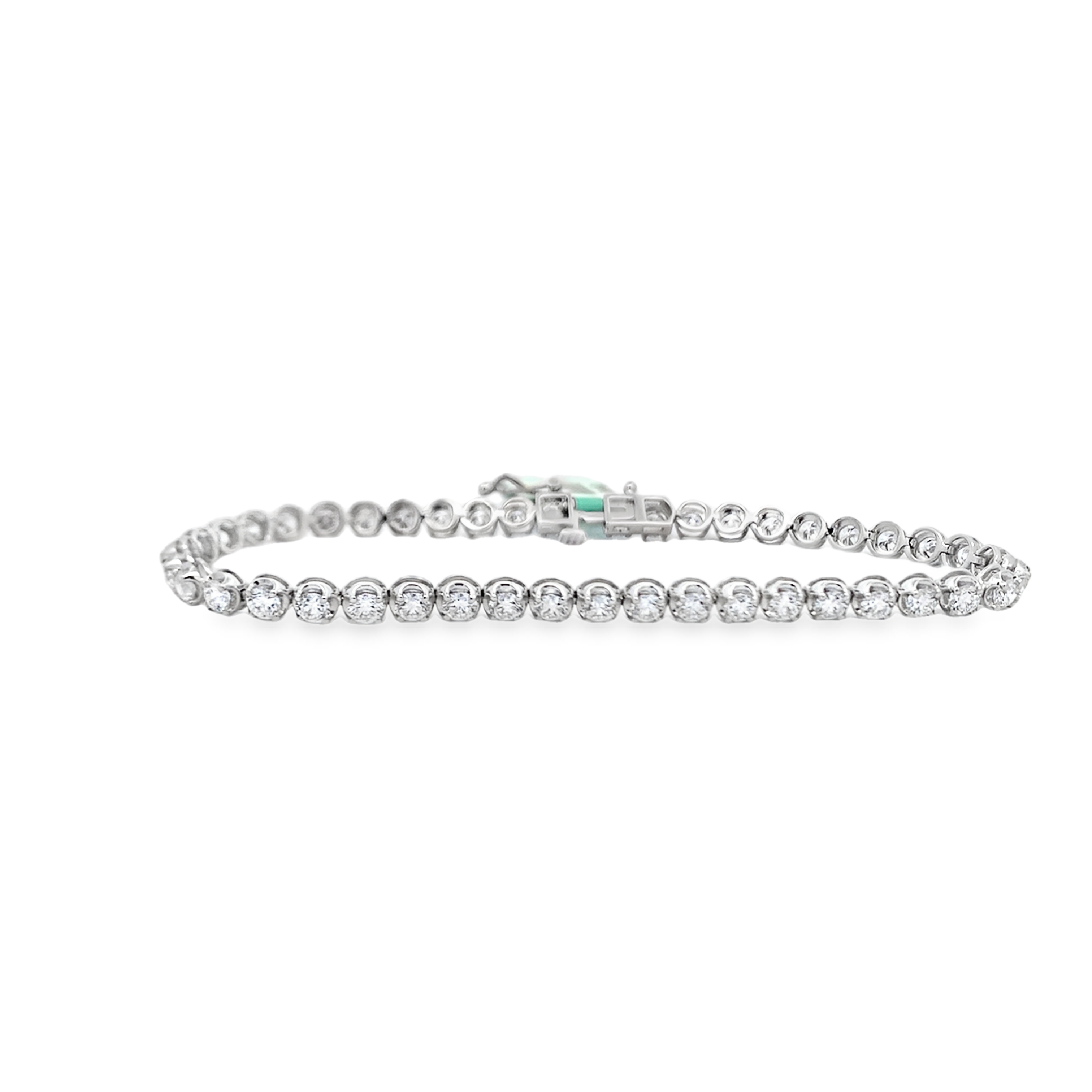 14K White Lab Grown Diamond Tennis Bracelet with 44 Lab Grown Round Diamonds 4.95 CTW G VS