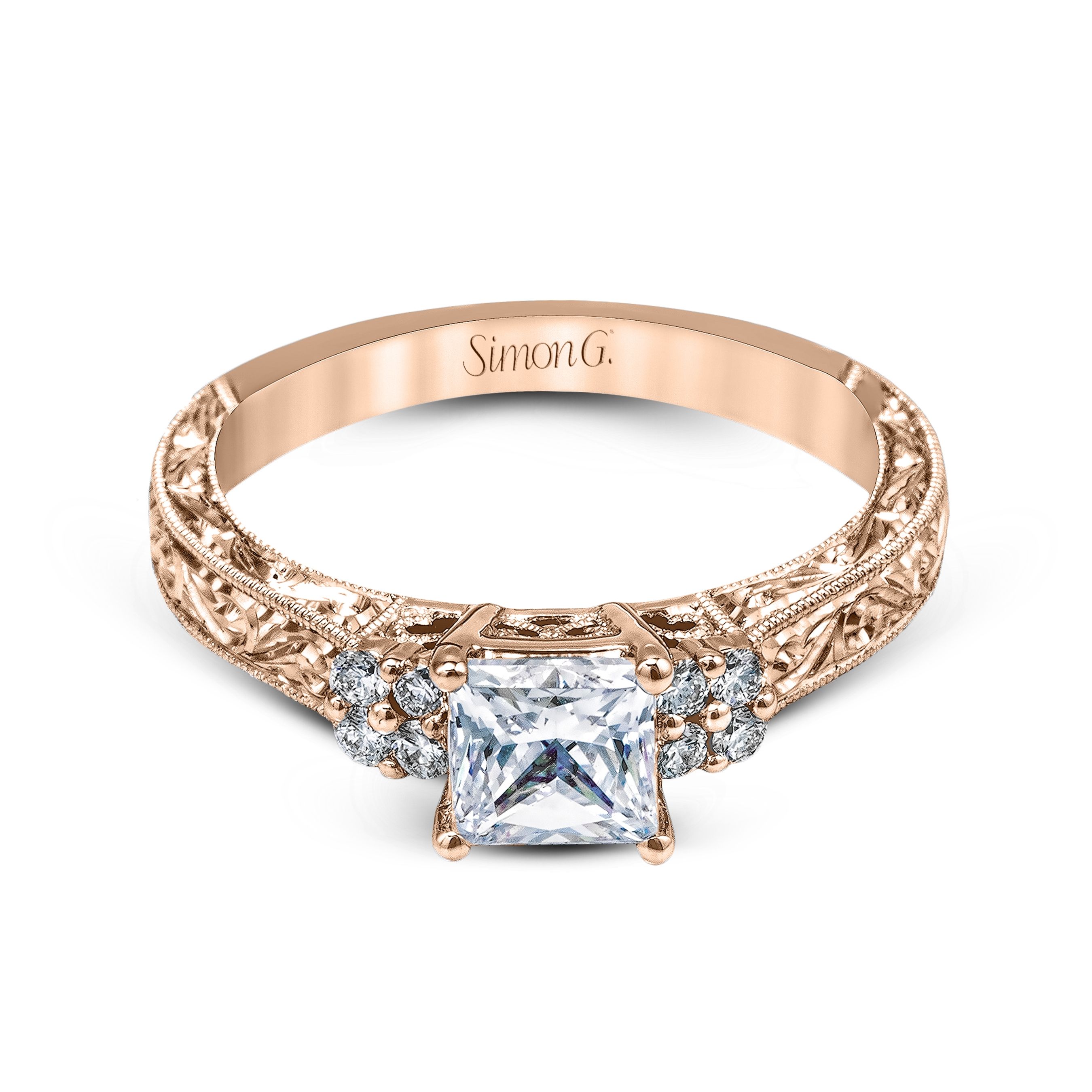 LP2253 Vintage Explorer Collection Rose Gold Princess Cut Engagement Ring