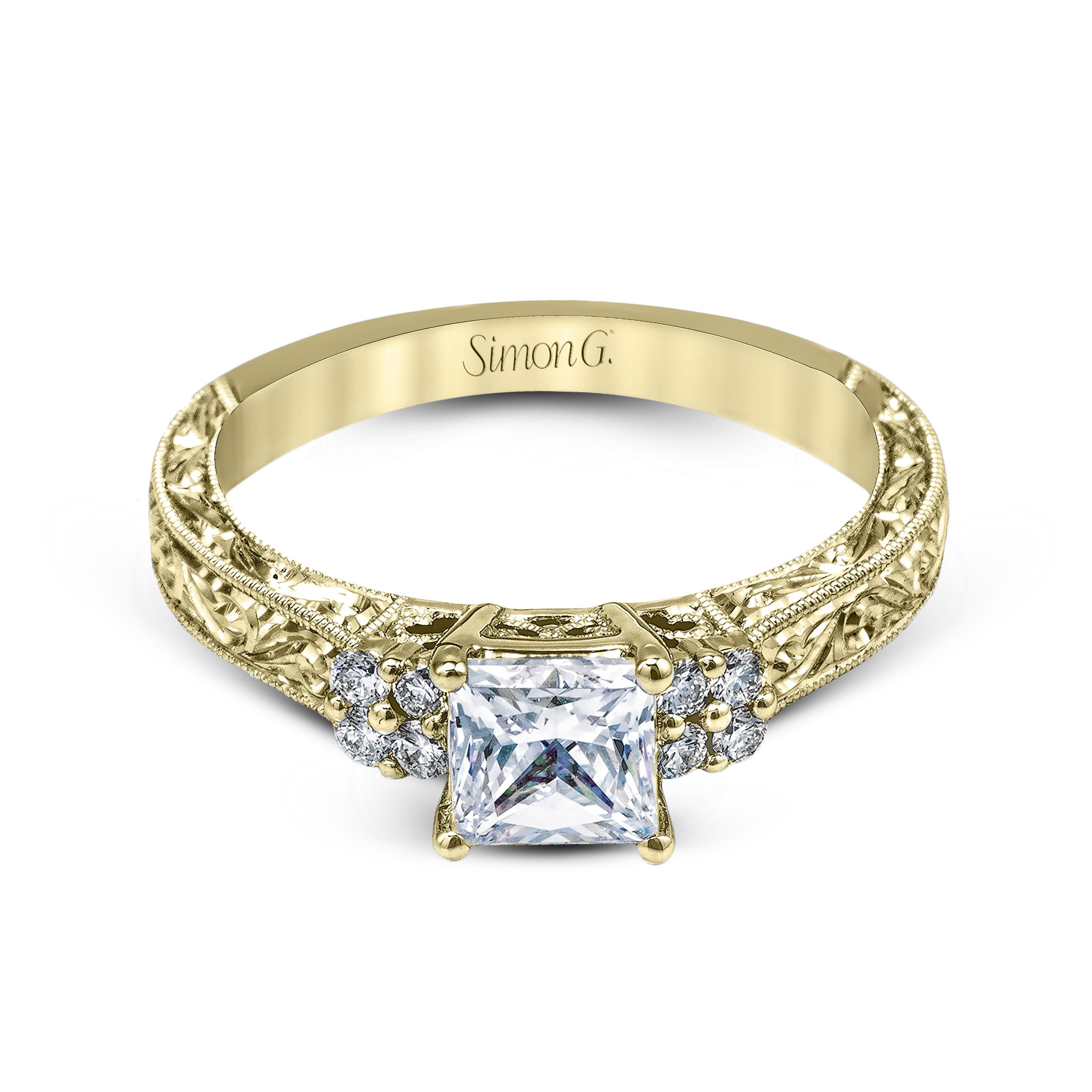 LP2253 Vintage Explorer Collection Yellow Gold Princess Cut Engagement Ring