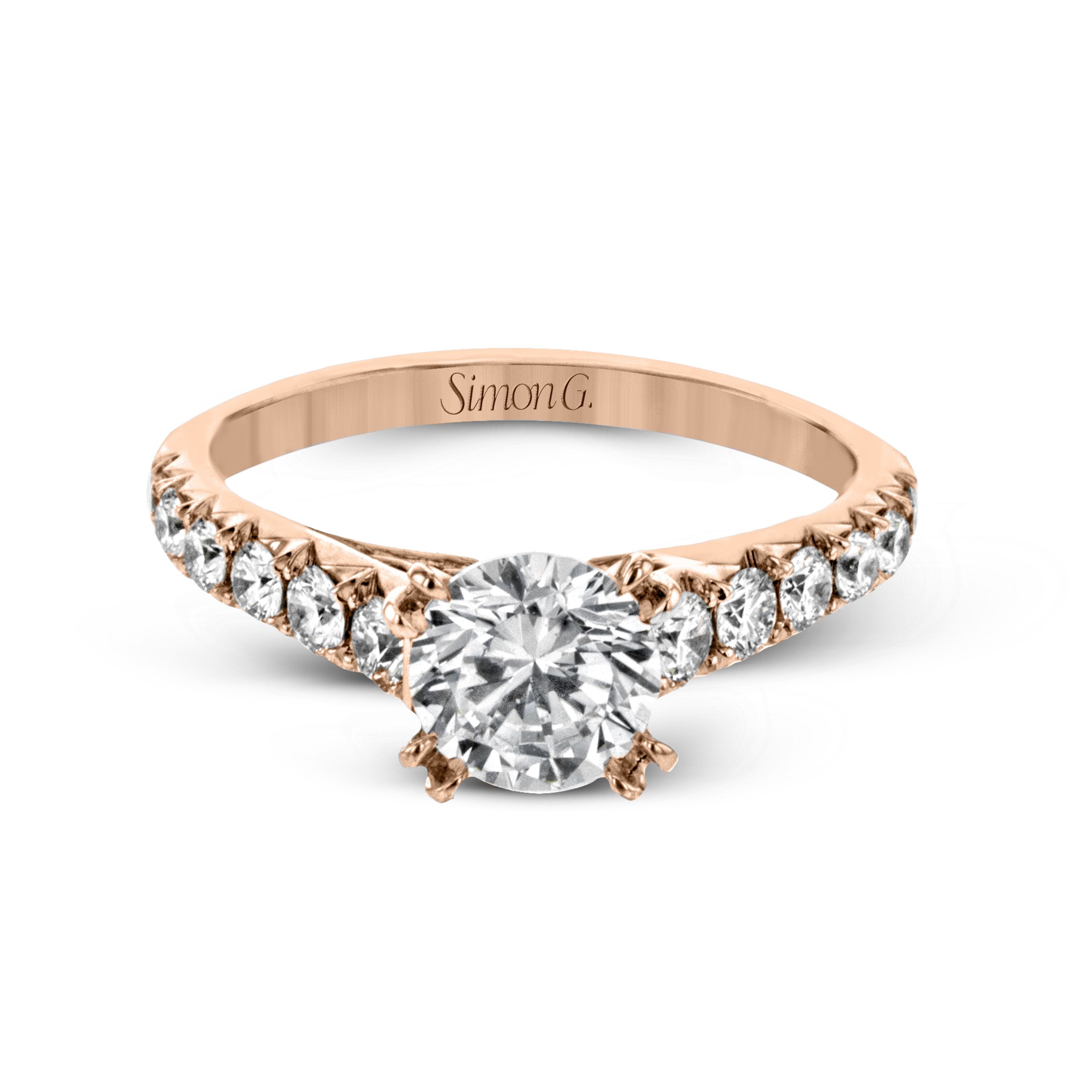 LP2356 Passion Collection Rose Gold Round Cut Engagement Ring