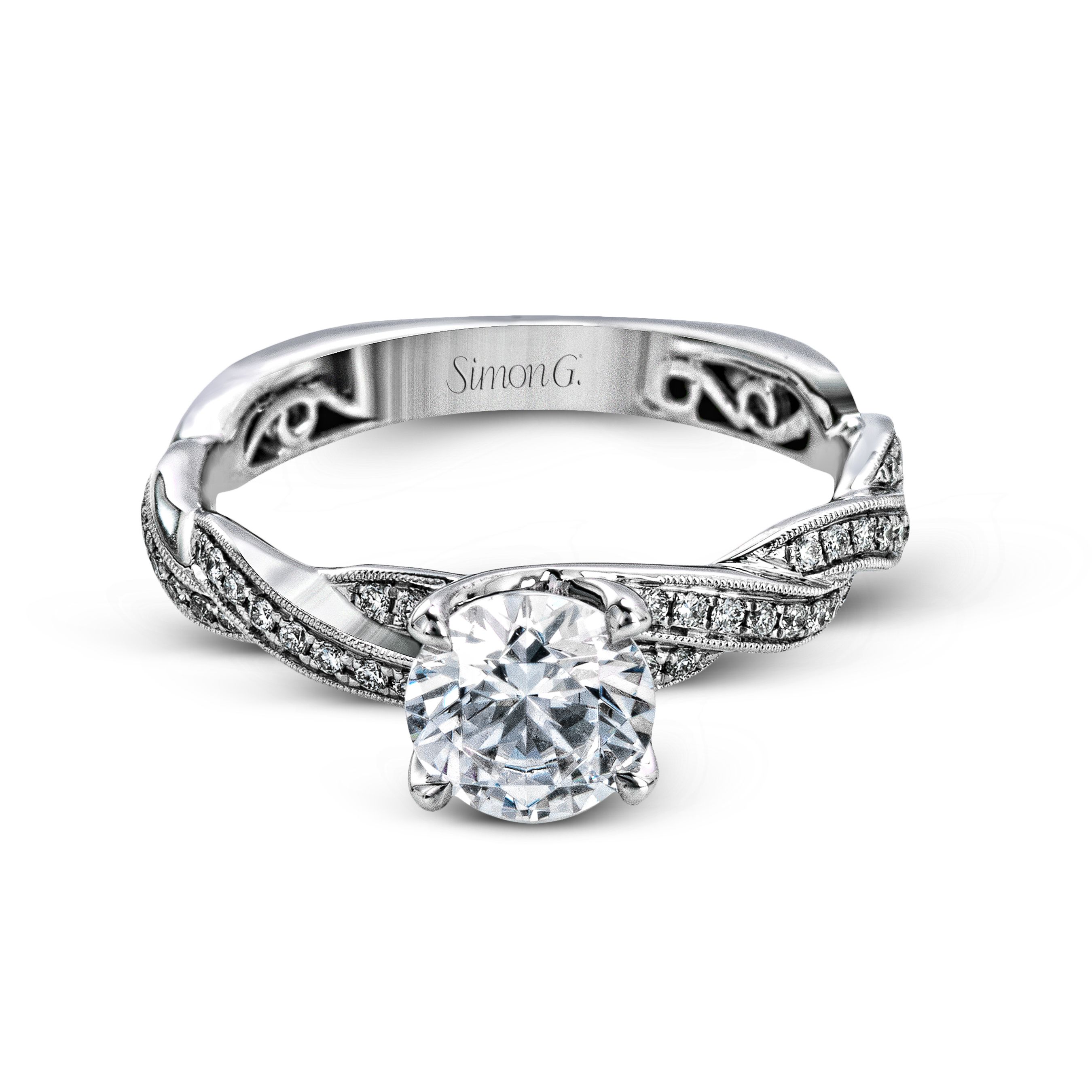 MR1498 Classic Romance Collection Platinum Round Cut Engagement Ring