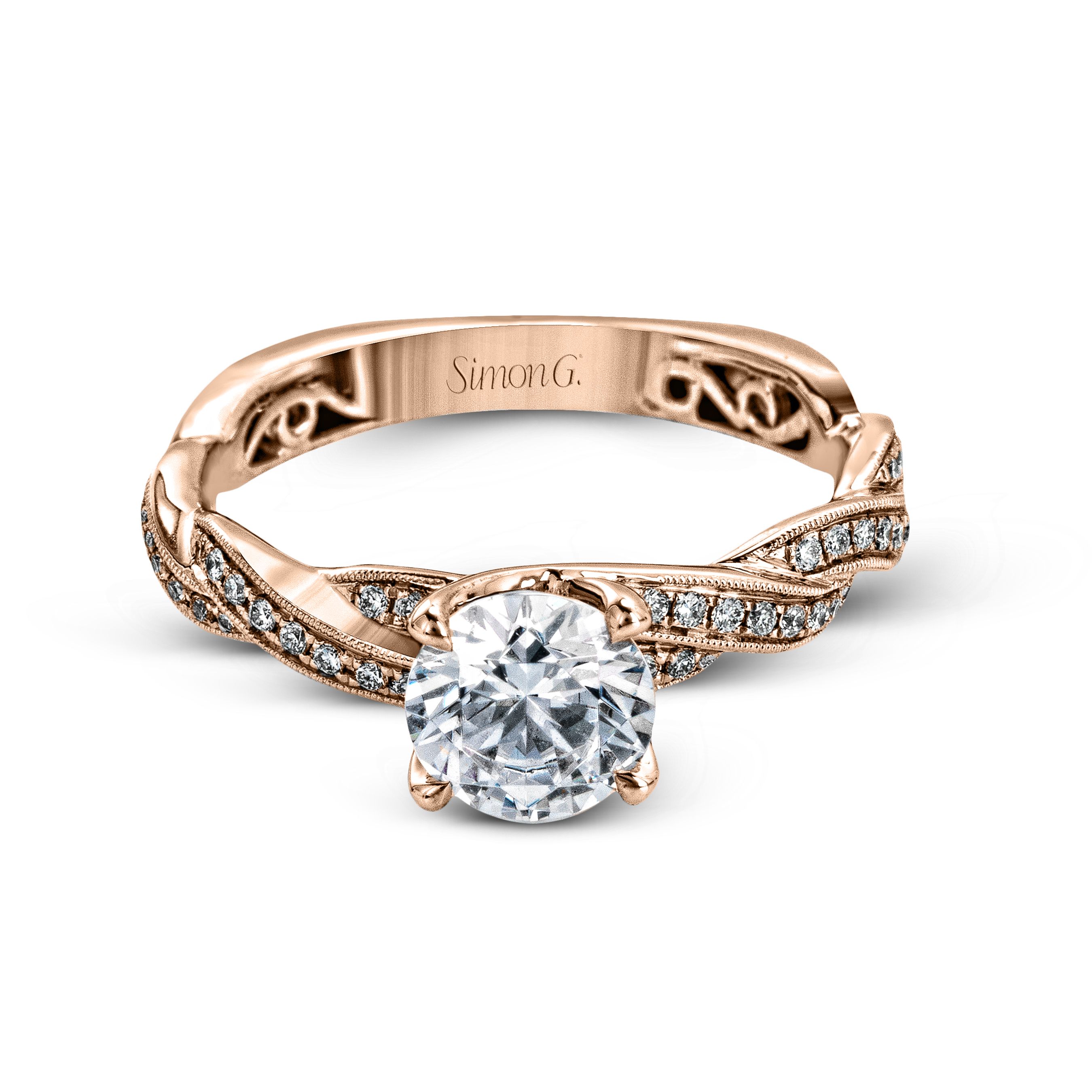 MR1498 Classic Romance Collection Rose Gold Round Cut Engagement Ring