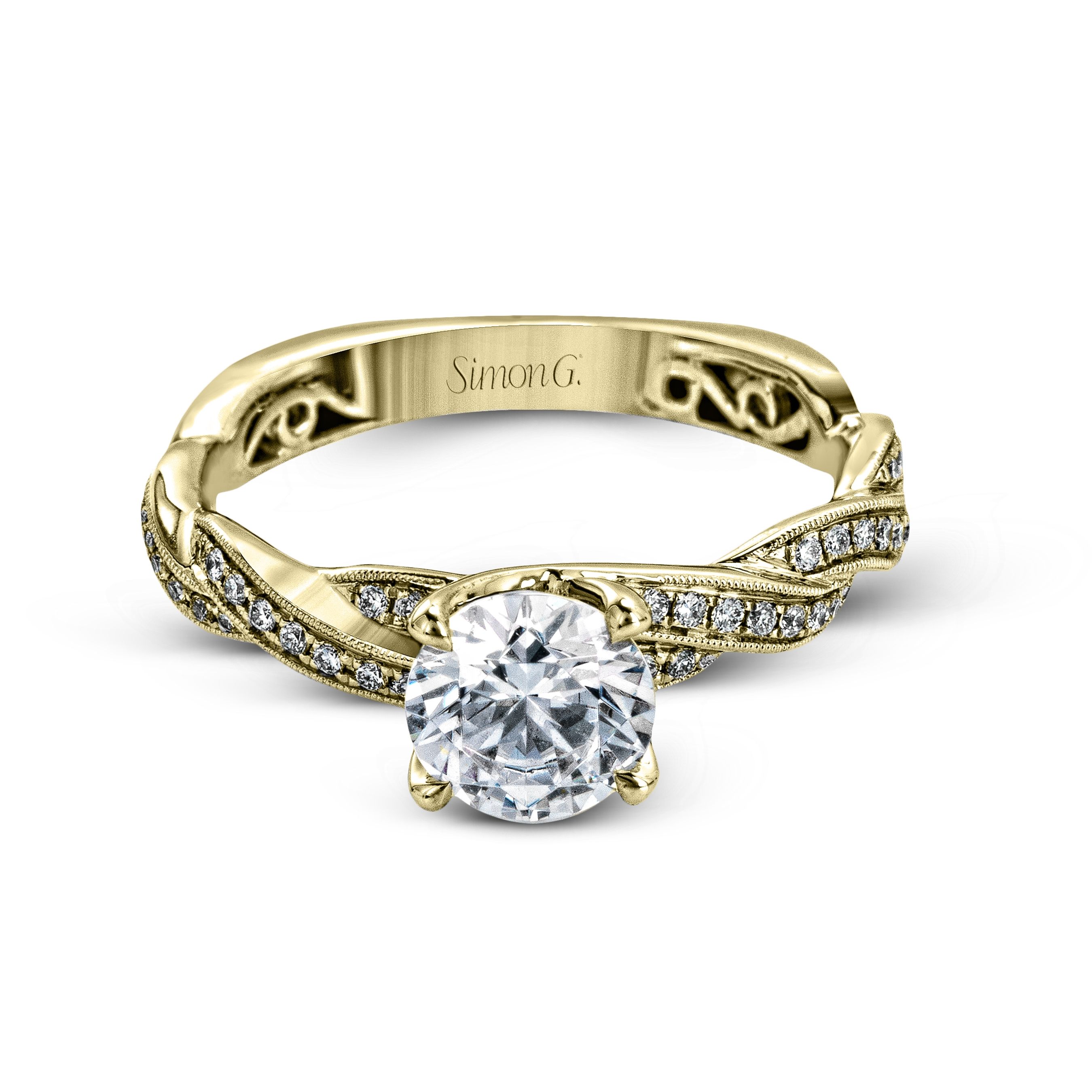 MR1498 Classic Romance Collection Yellow Gold Round Cut Engagement Ring