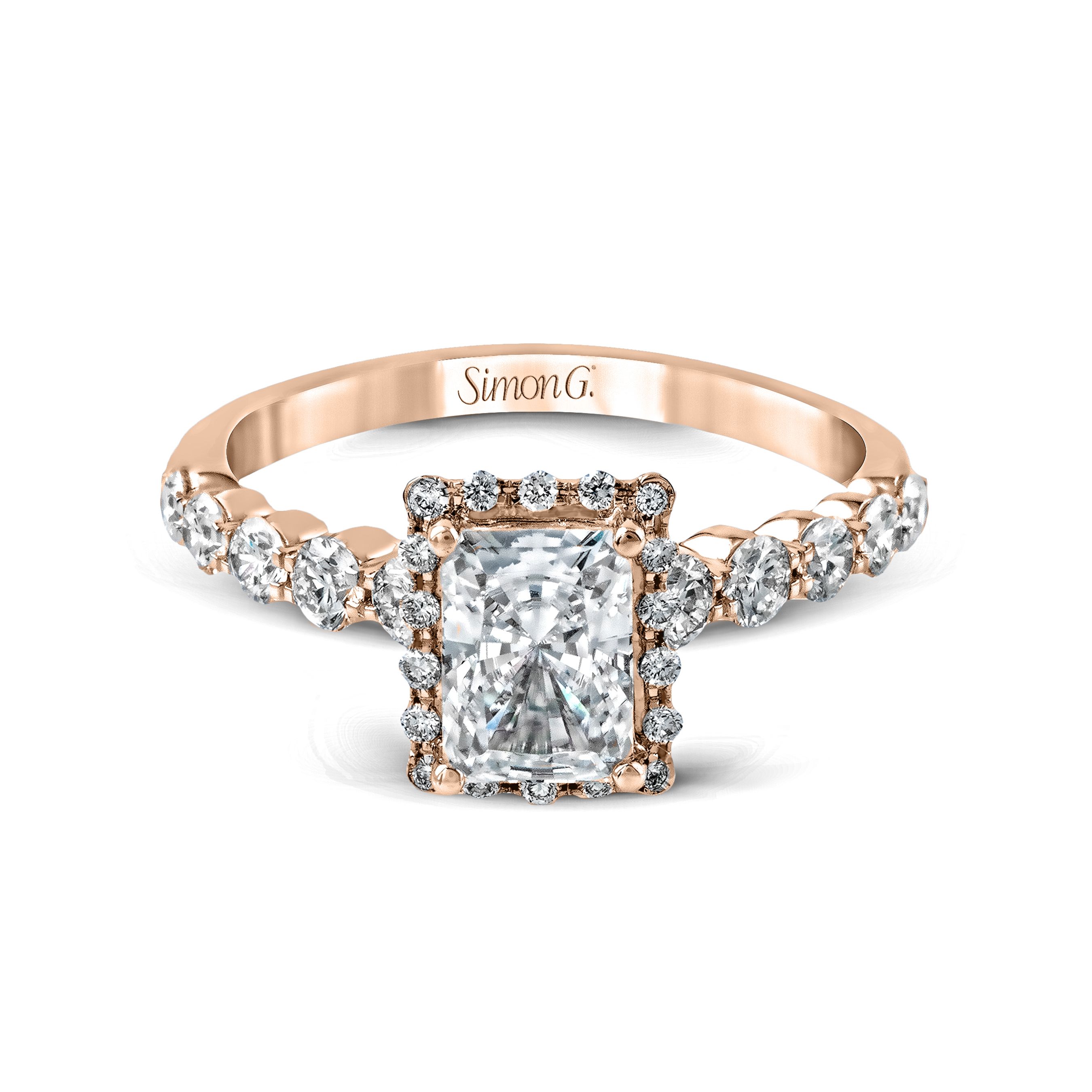MR2088 Passion Collection Rose Gold Radiant Cut Engagement Ring