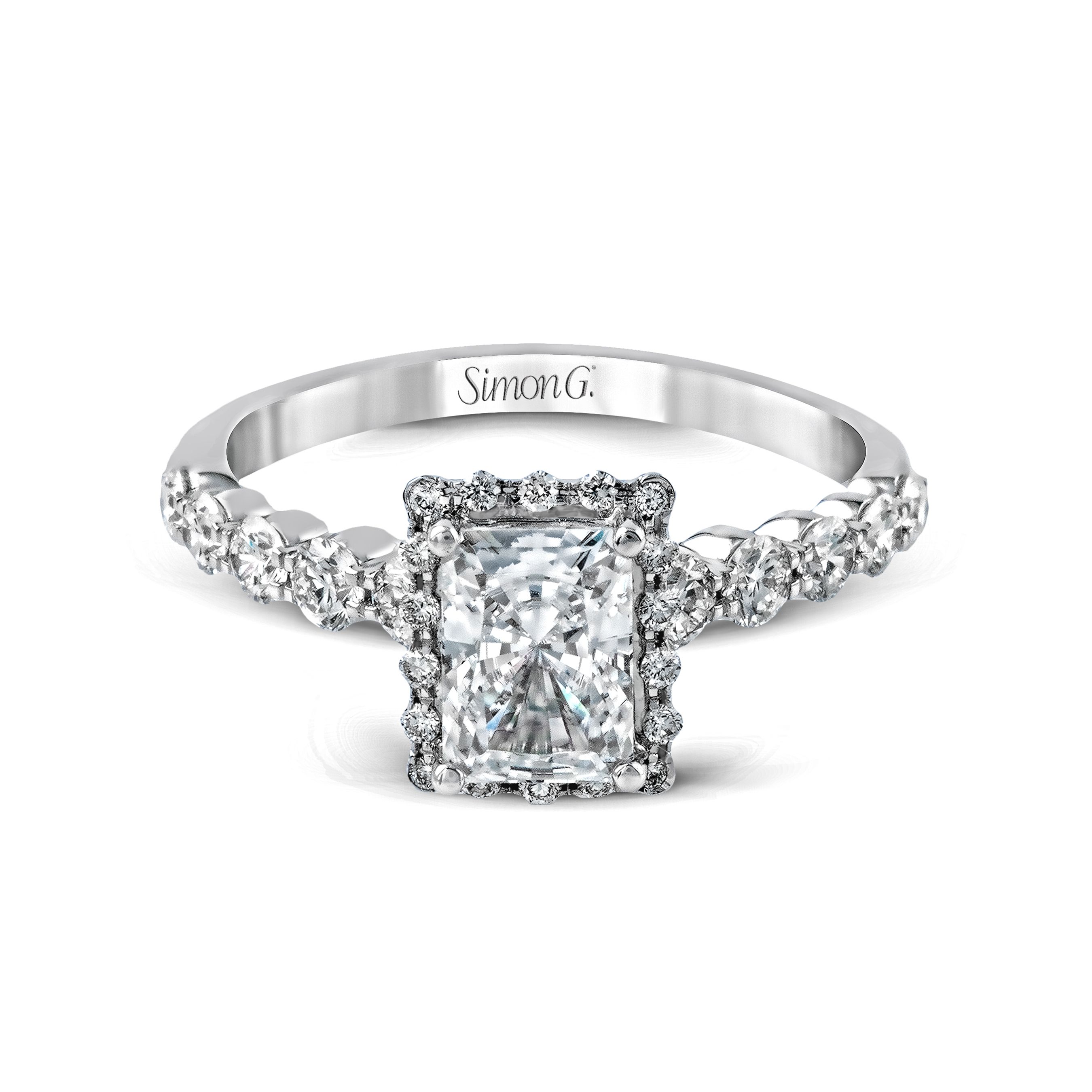 MR2088 Passion Collection White Gold Radiant Cut Engagement Ring