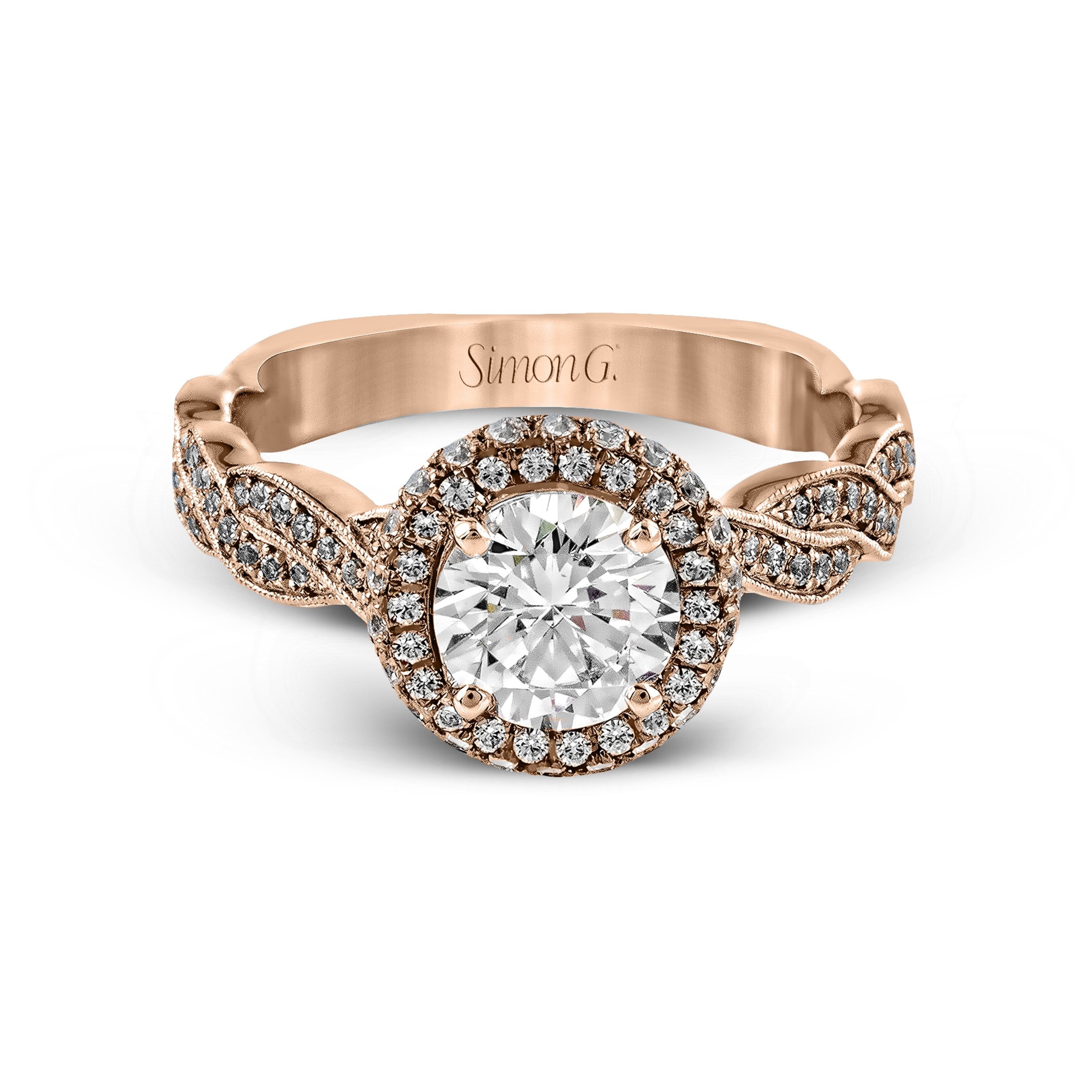 MR2133 Passion Collection Rose Gold Round Cut Engagement Ring