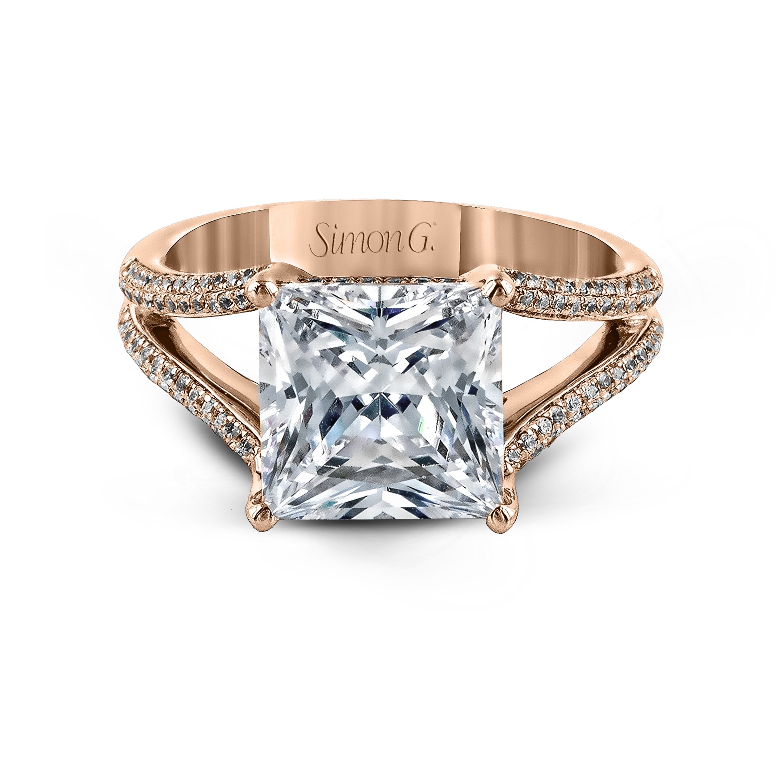 MR2257 Modern Enchantment Collection Rose Gold Princess Cut Engagement Ring