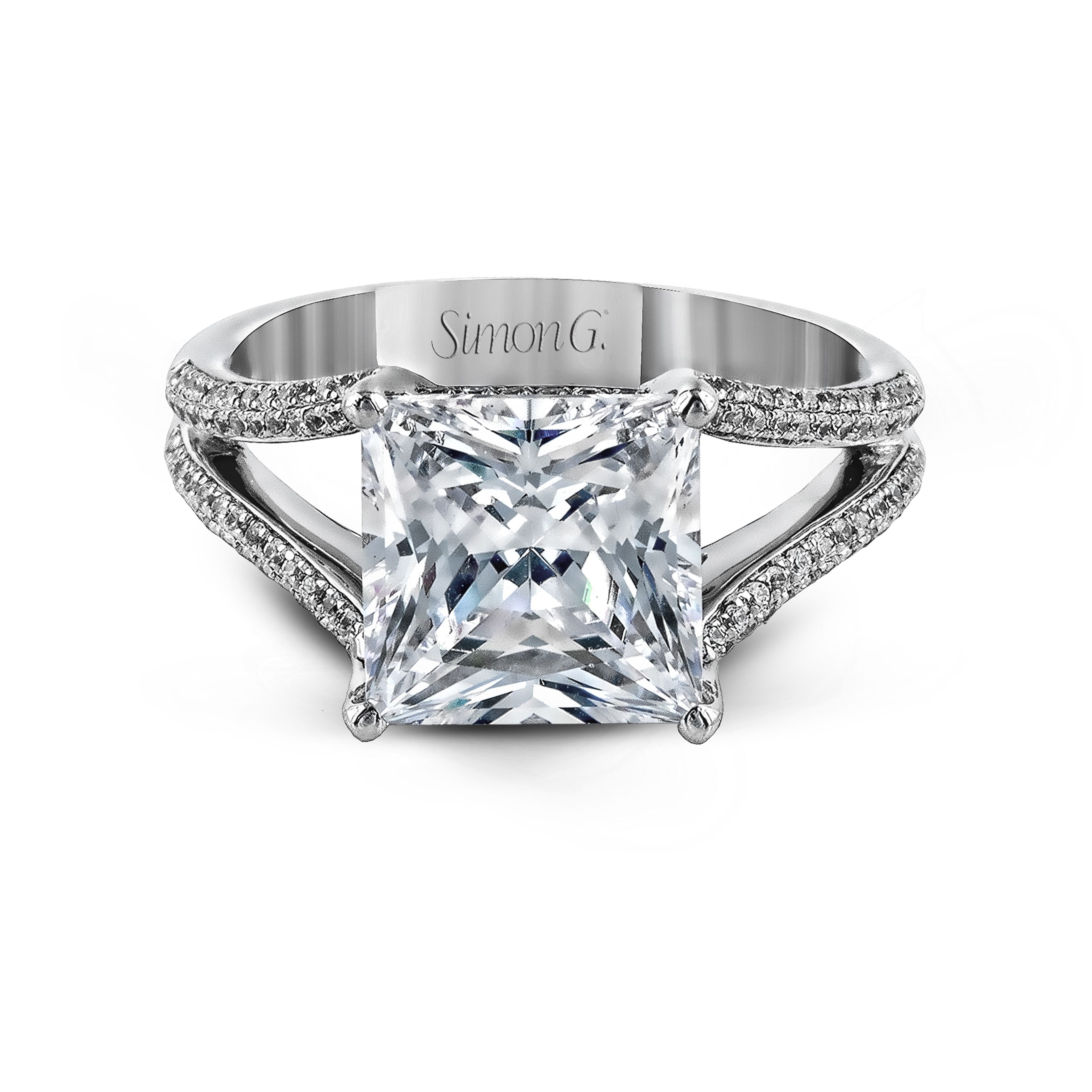MR2257 Modern Enchantment Collection White Gold Princess Cut Engagement Ring