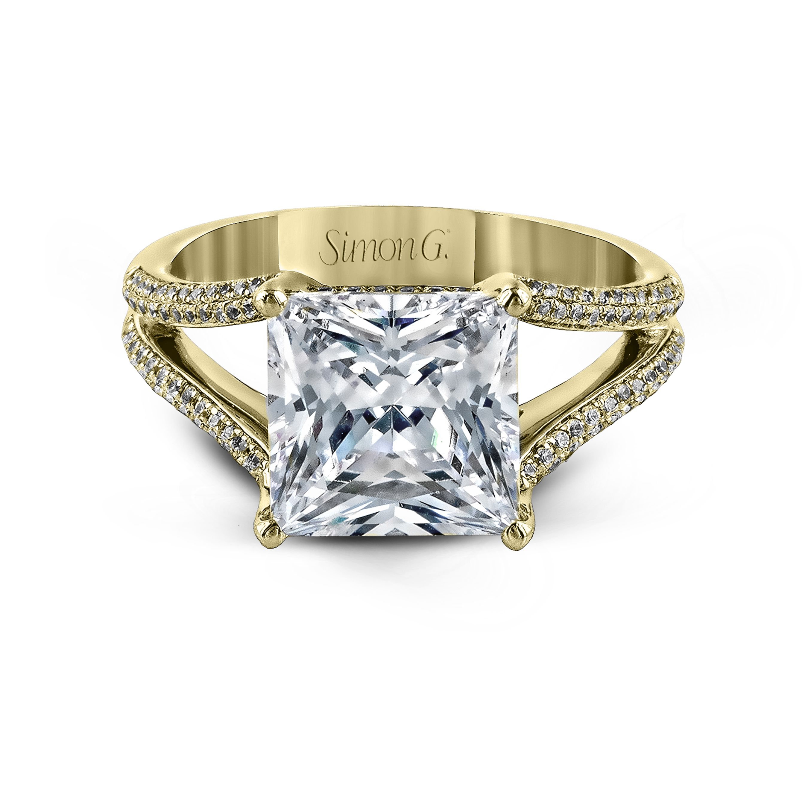 MR2257 Modern Enchantment Collection Yellow Gold Princess Cut Engagement Ring