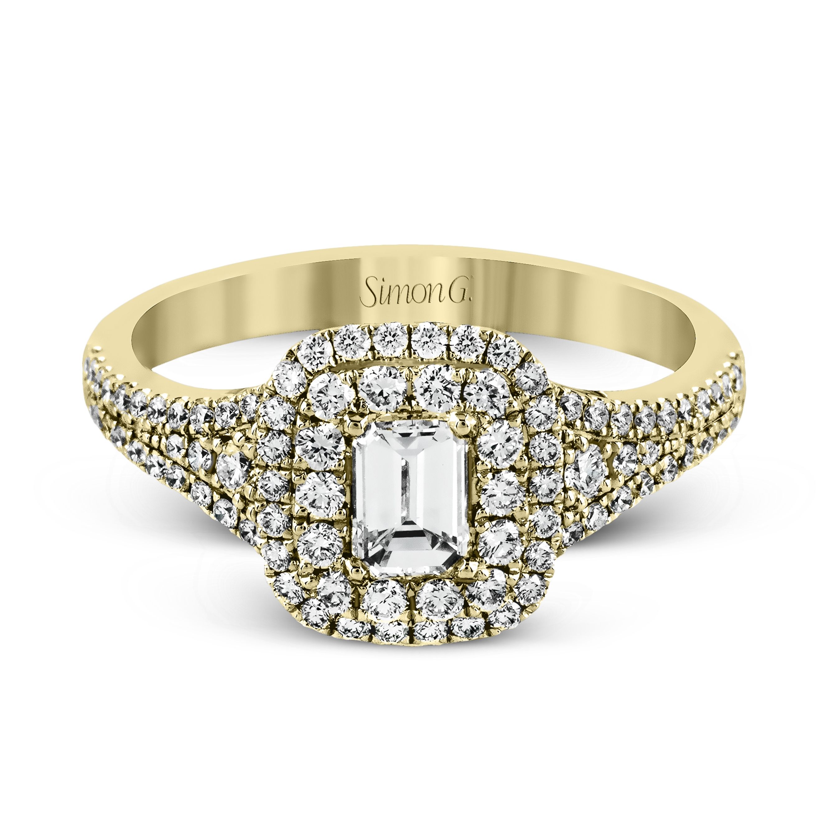MR2274 Passion Collection Yellow Gold Emerald Cut Engagement Ring