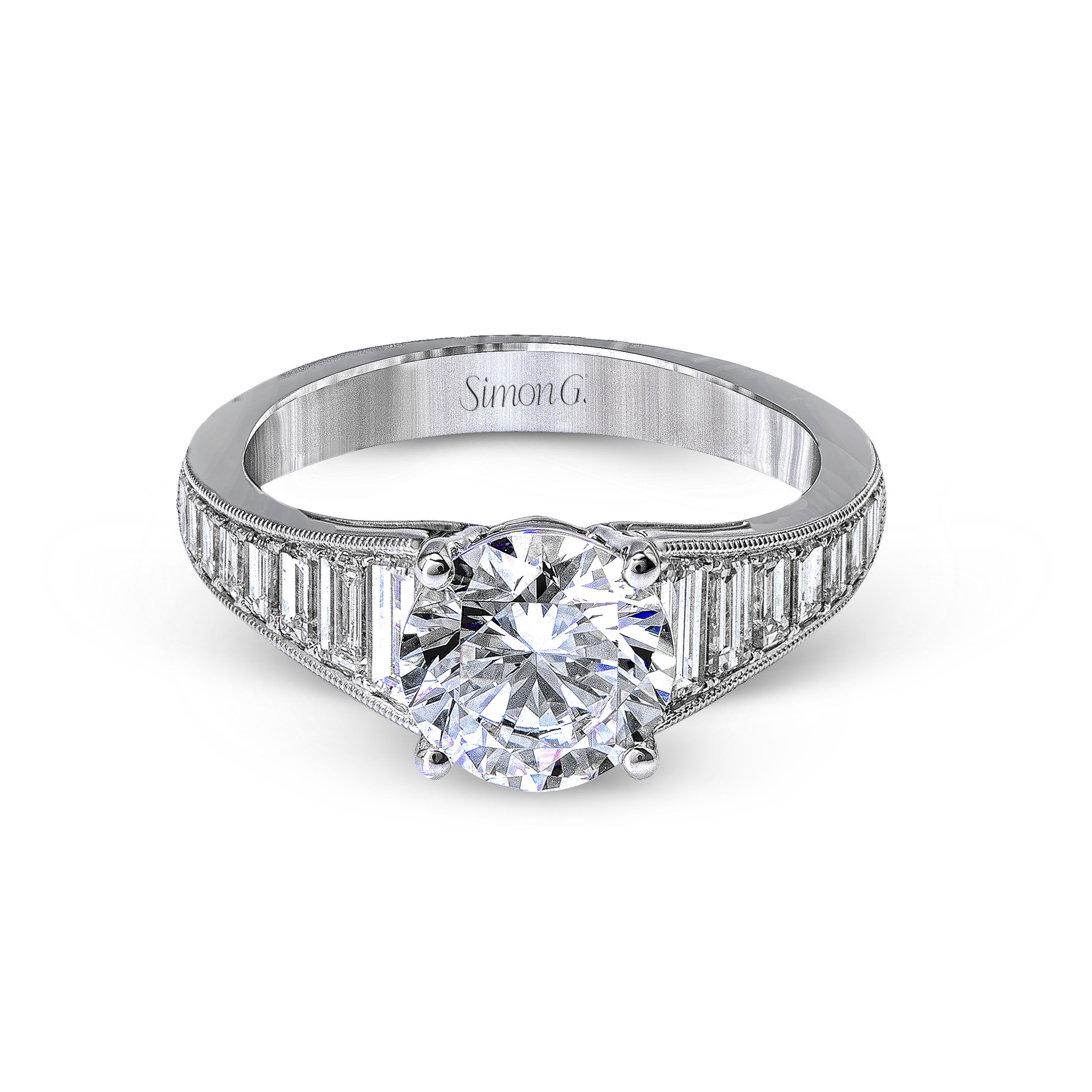 MR2358 Vintage Explorer Collection Platinum Round Cut Engagement Ring