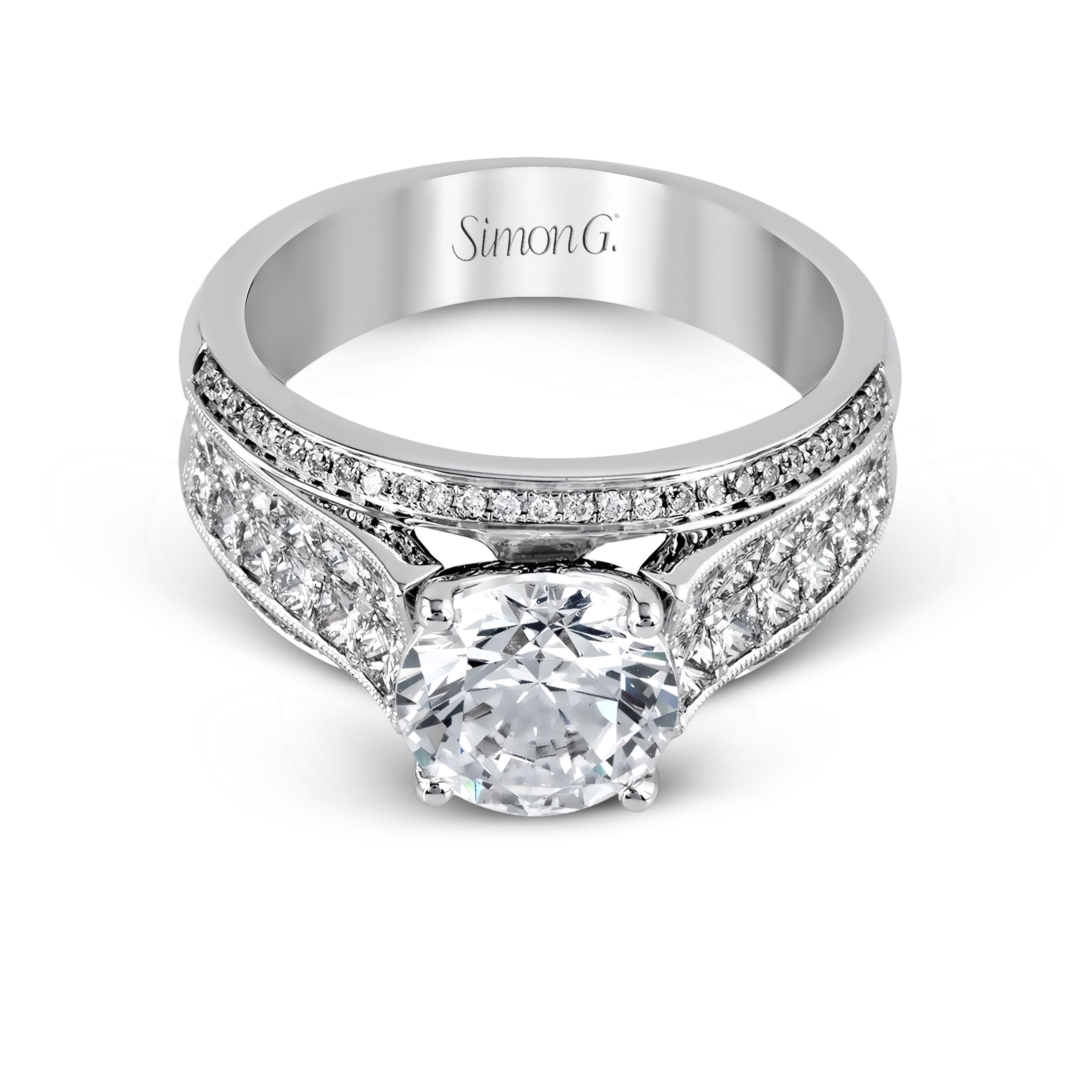 MR2425 Nocturnal Sophistication Collection Platinum Round Cut Engagement Ring