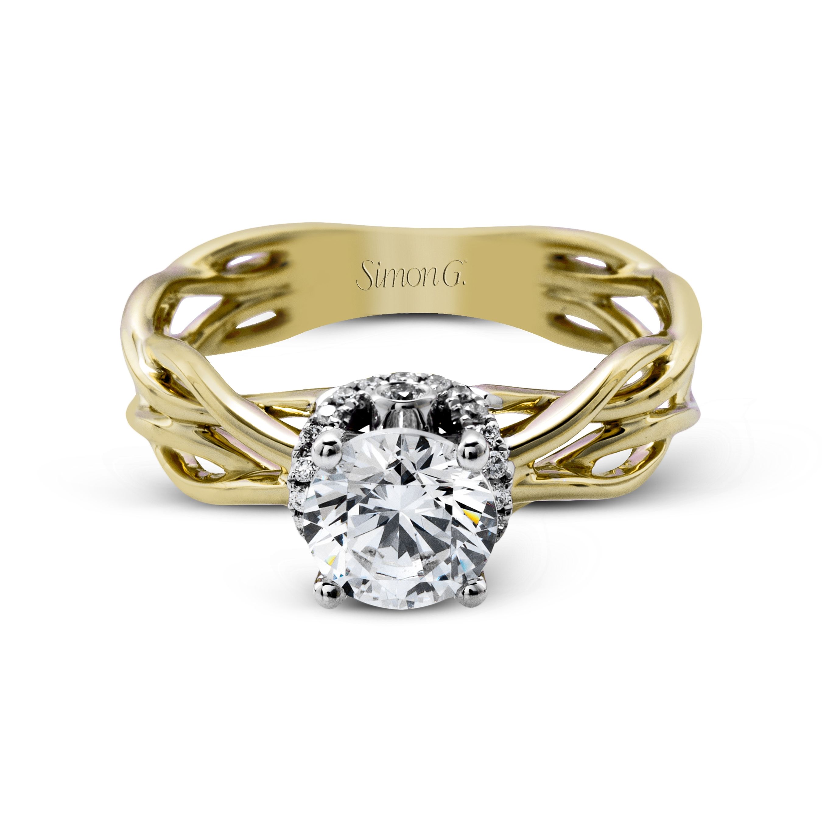 MR2511 Yellow Gold and Platinum Round Cut Engagement Ring