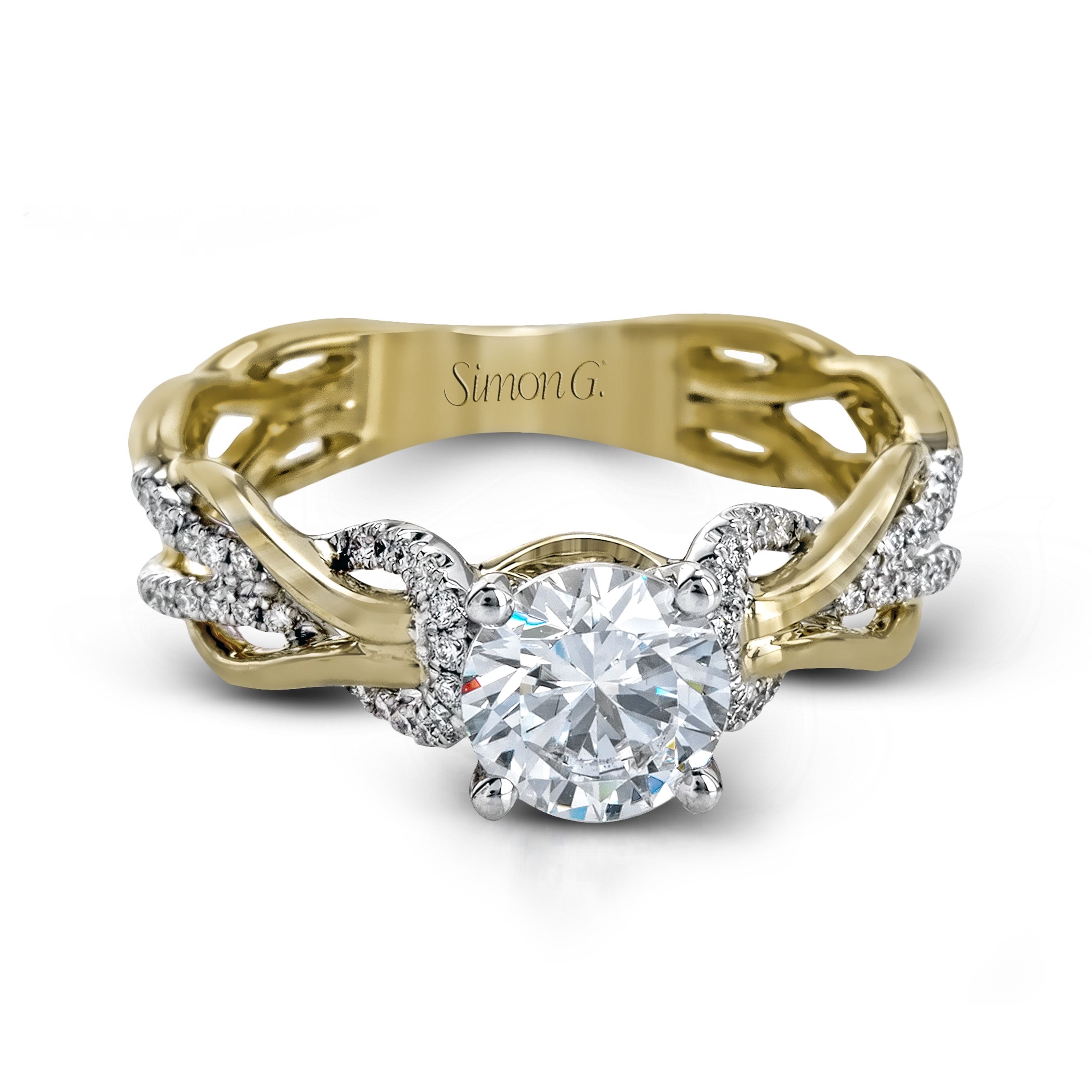 MR2514 Yellow Gold and Platinum Round Cut Engagement Ring