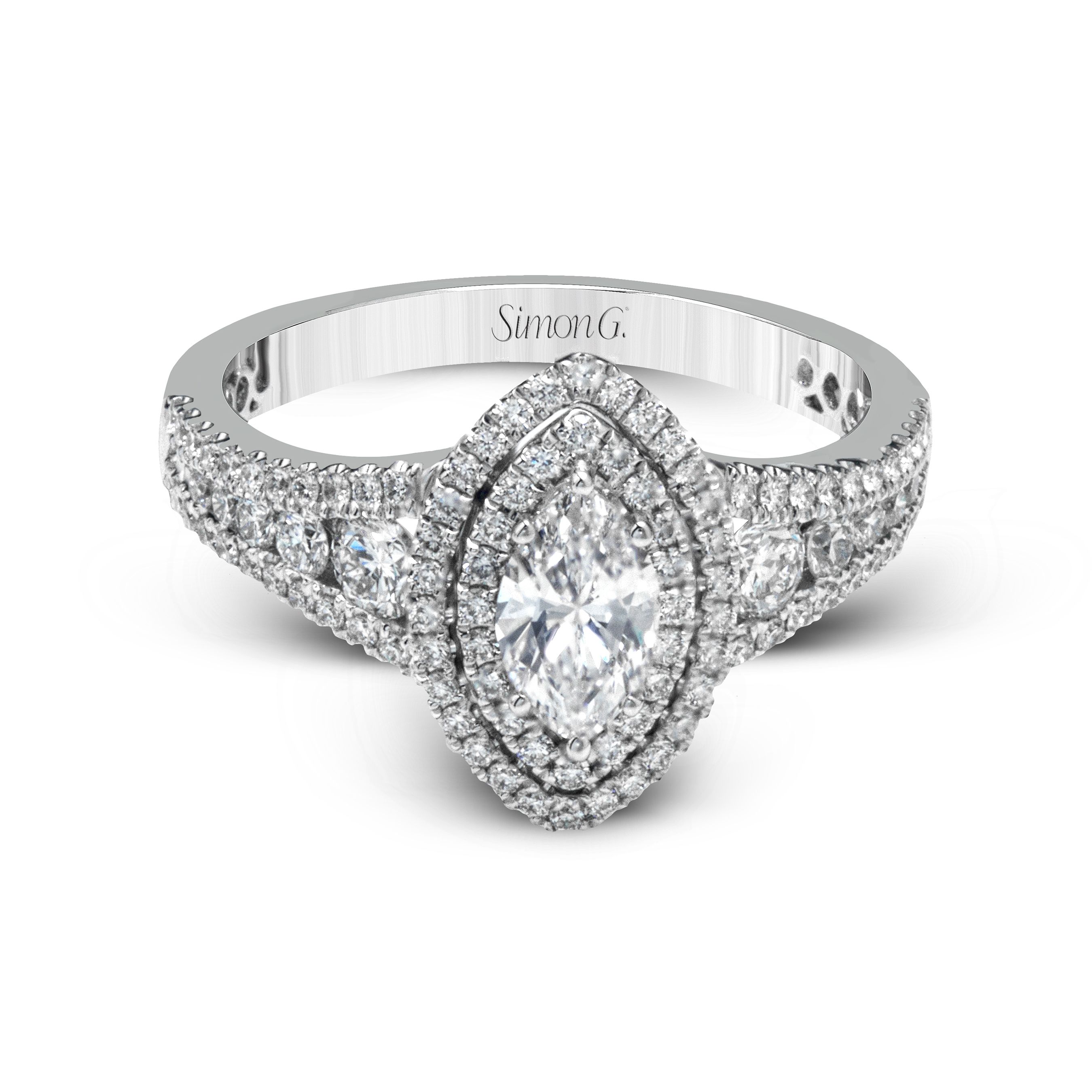 MR2591 Passion Collection Platinum Marquise Cut Engagement Ring
