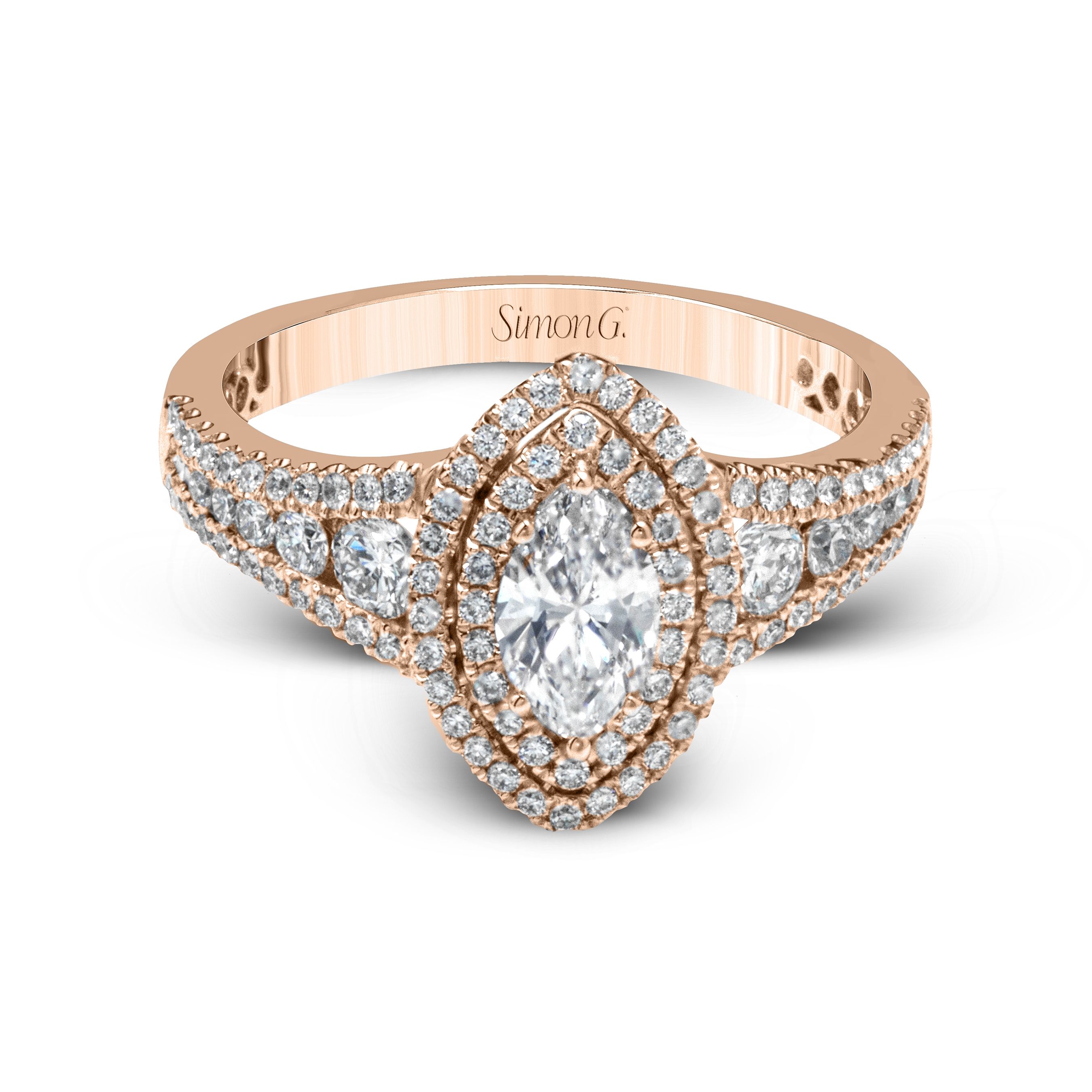 MR2591 Passion Collection Rose Gold Marquise Cut Engagement Ring