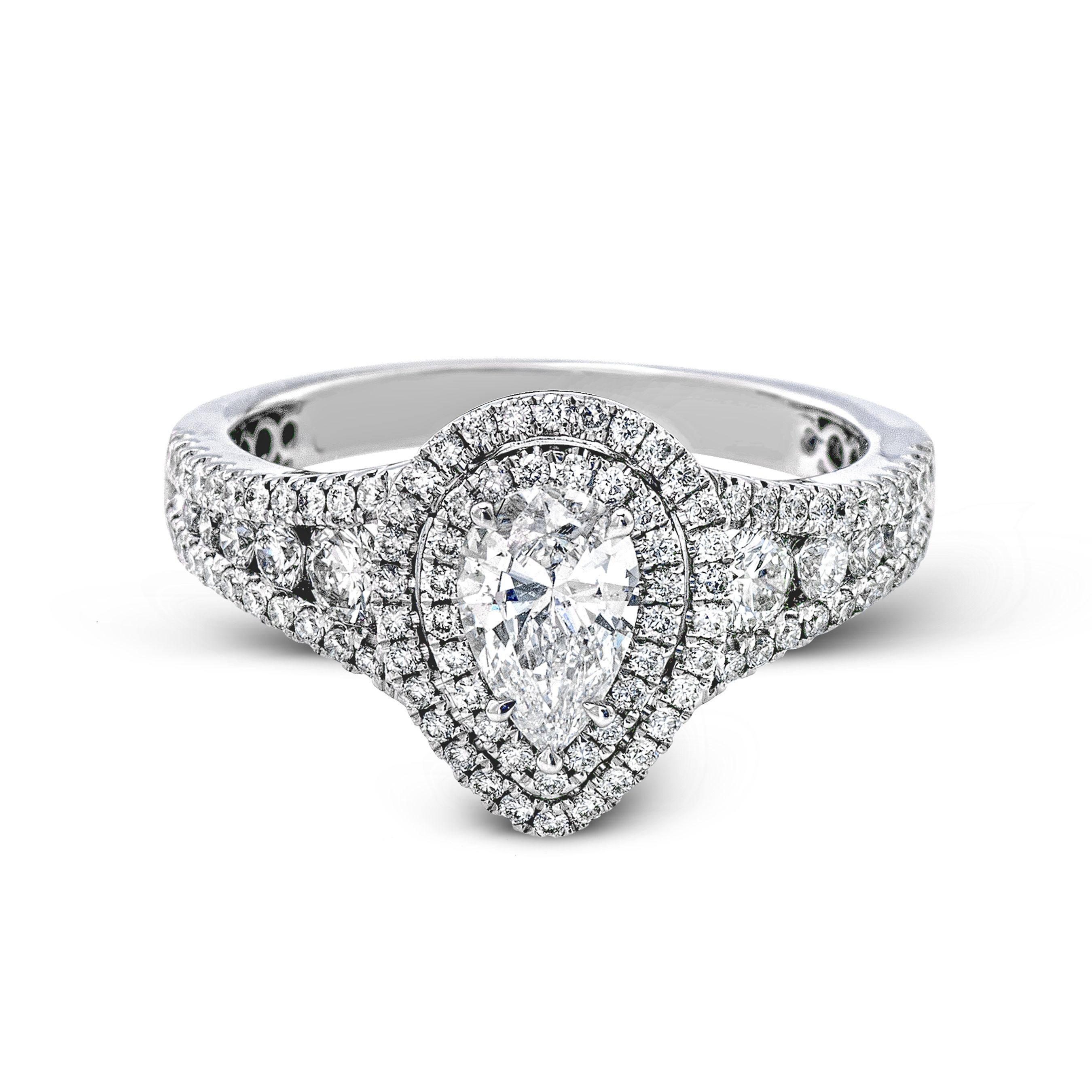 MR2592 Passion Collection Platinum Pear Cut Engagement Ring