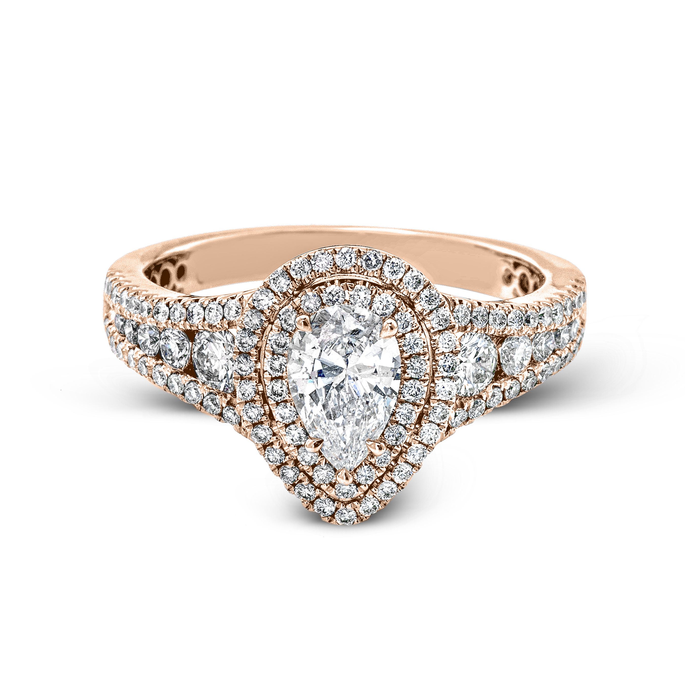 MR2592 Passion Collection Rose Gold Pear Cut Engagement Ring