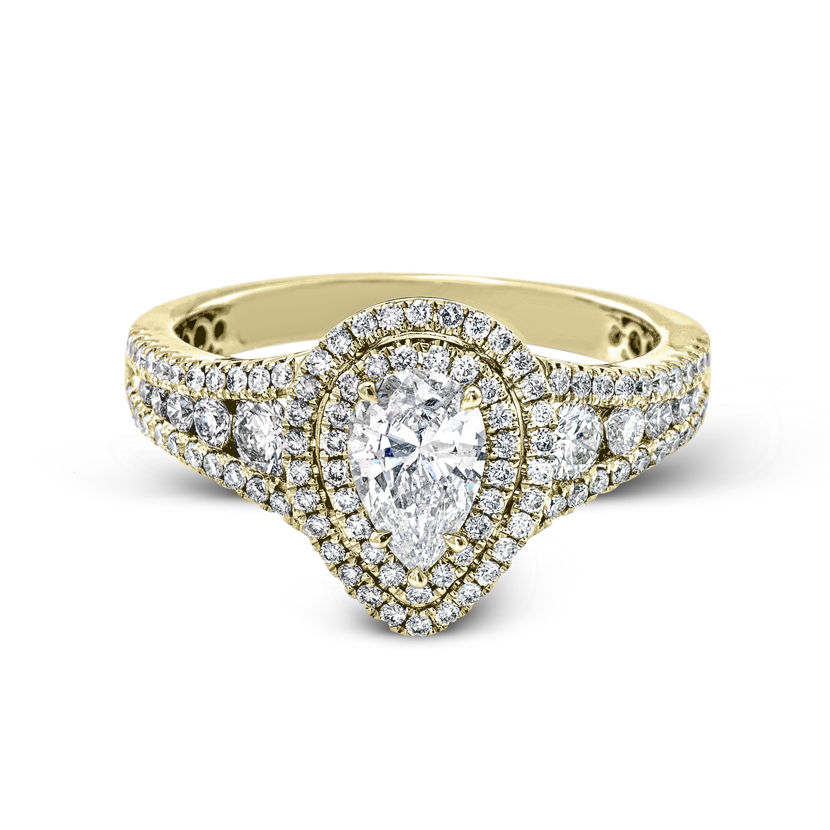 MR2592 Passion Collection Yellow Gold Pear Cut Engagement Ring