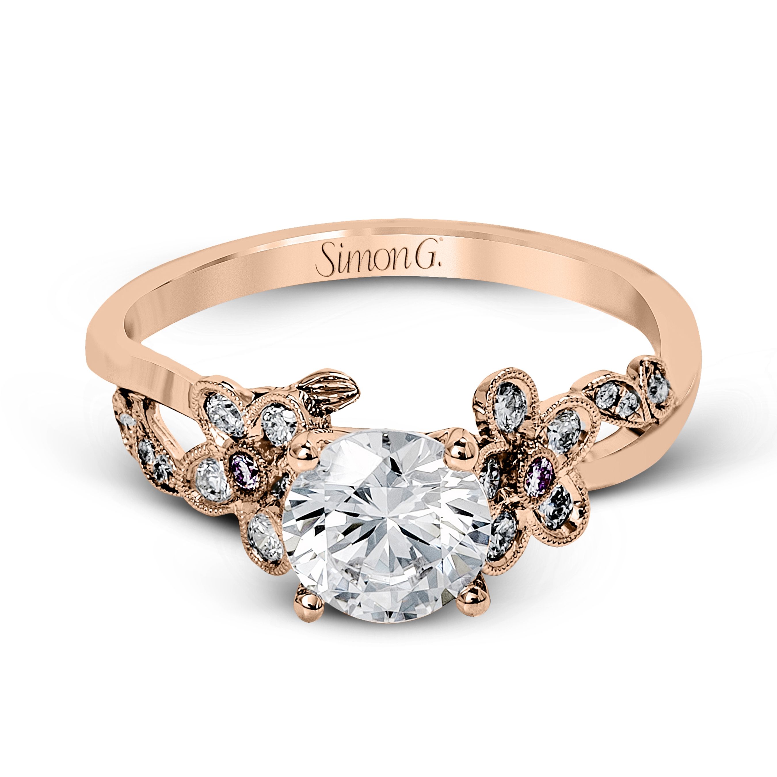 MR2615 Garden Collection Rose Gold Round Cut Engagement Ring