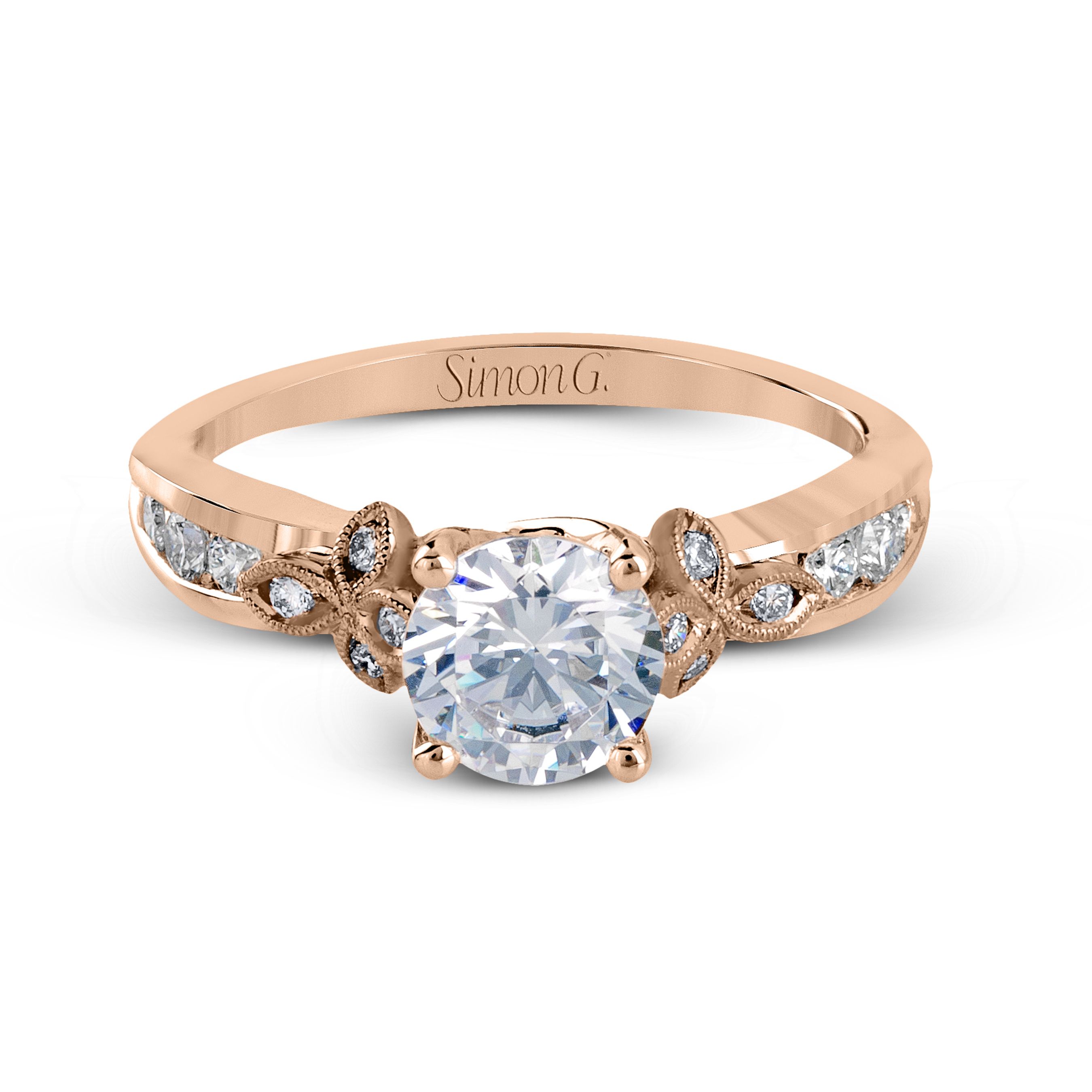 MR2646 Garden Collection Rose Gold Round Cut Engagement Ring