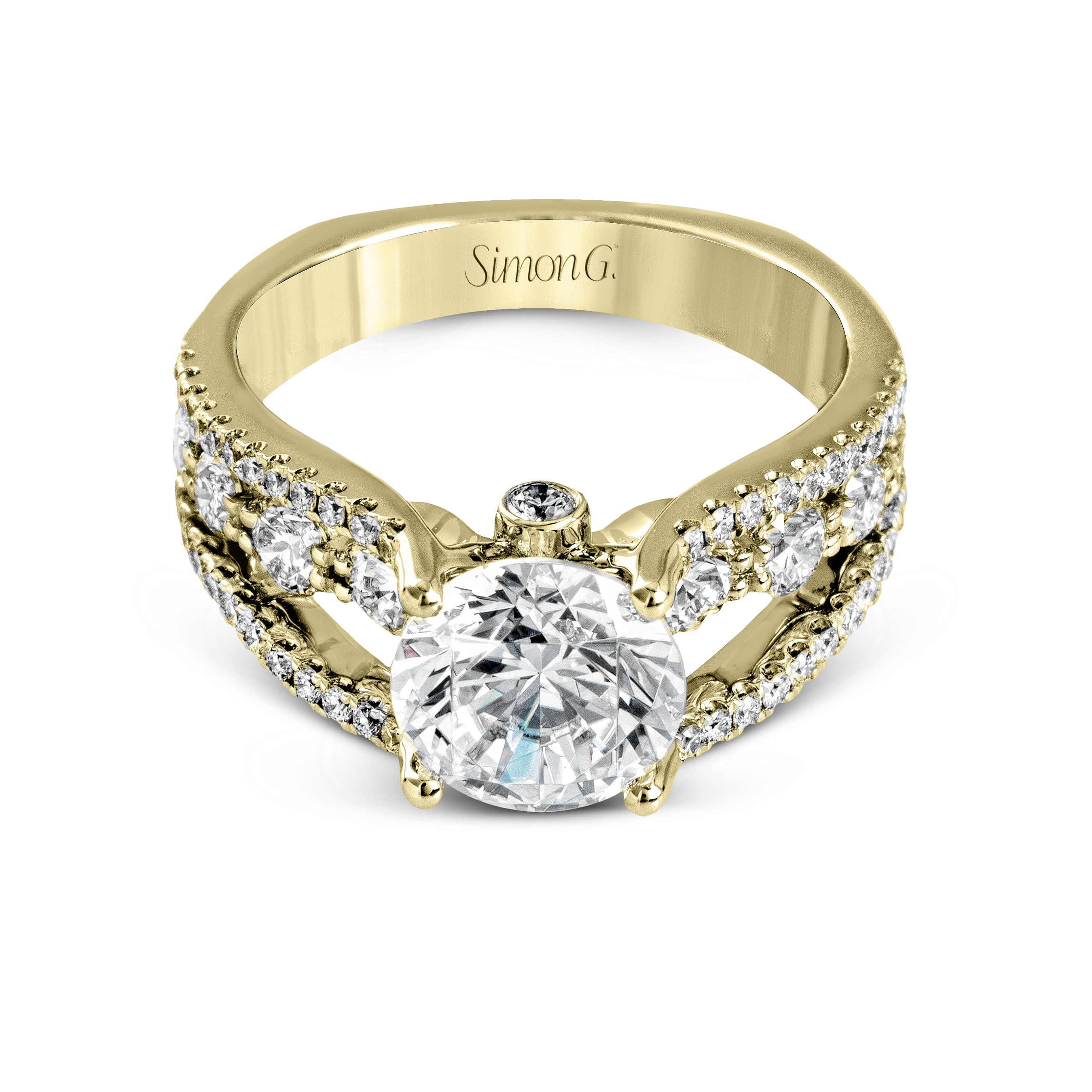 MR2690 Modern Enchantment Collection Yellow Gold Round Cut Engagement Ring