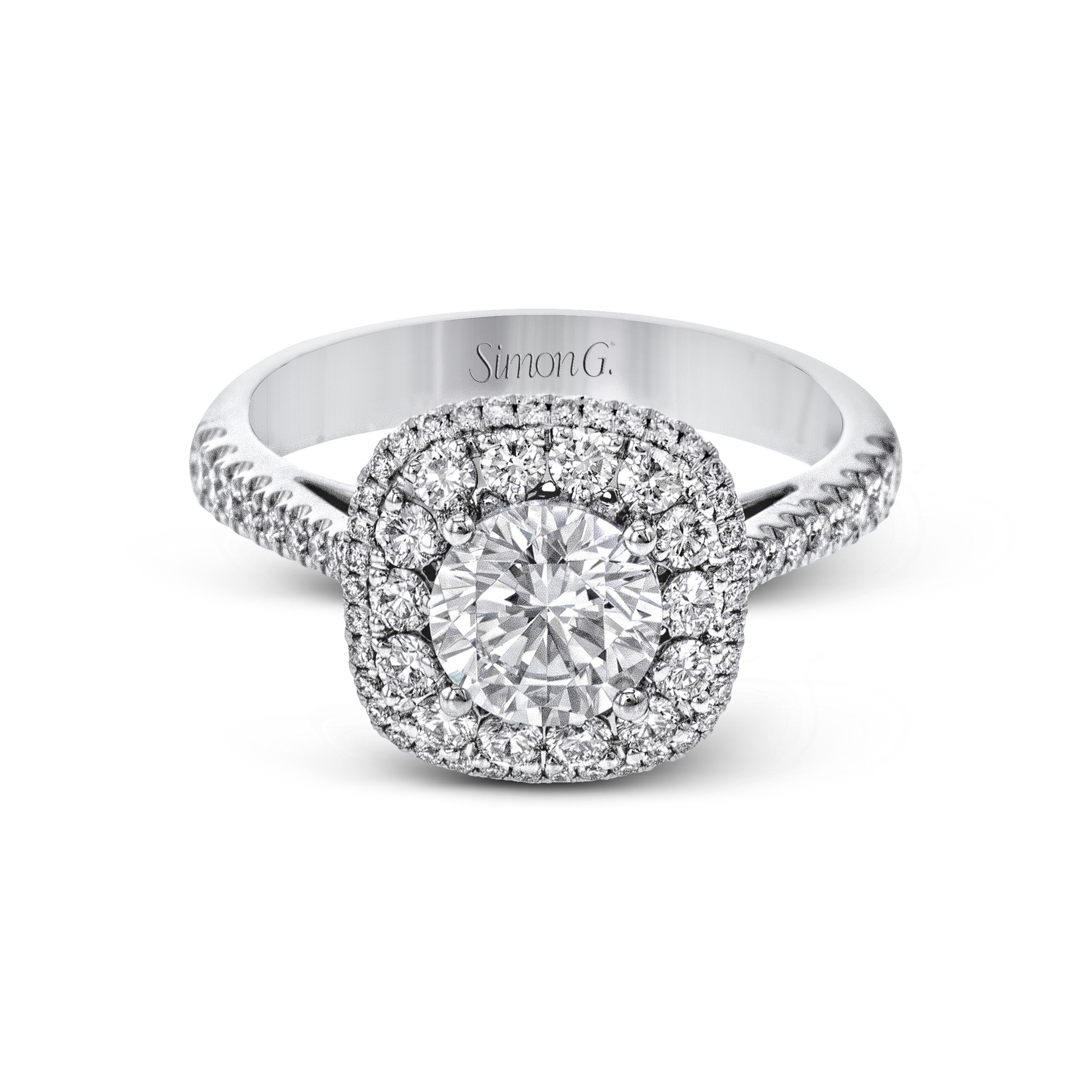 MR2827-A Modern Enchantment Collection Platinum Round Cut Engagement Ring