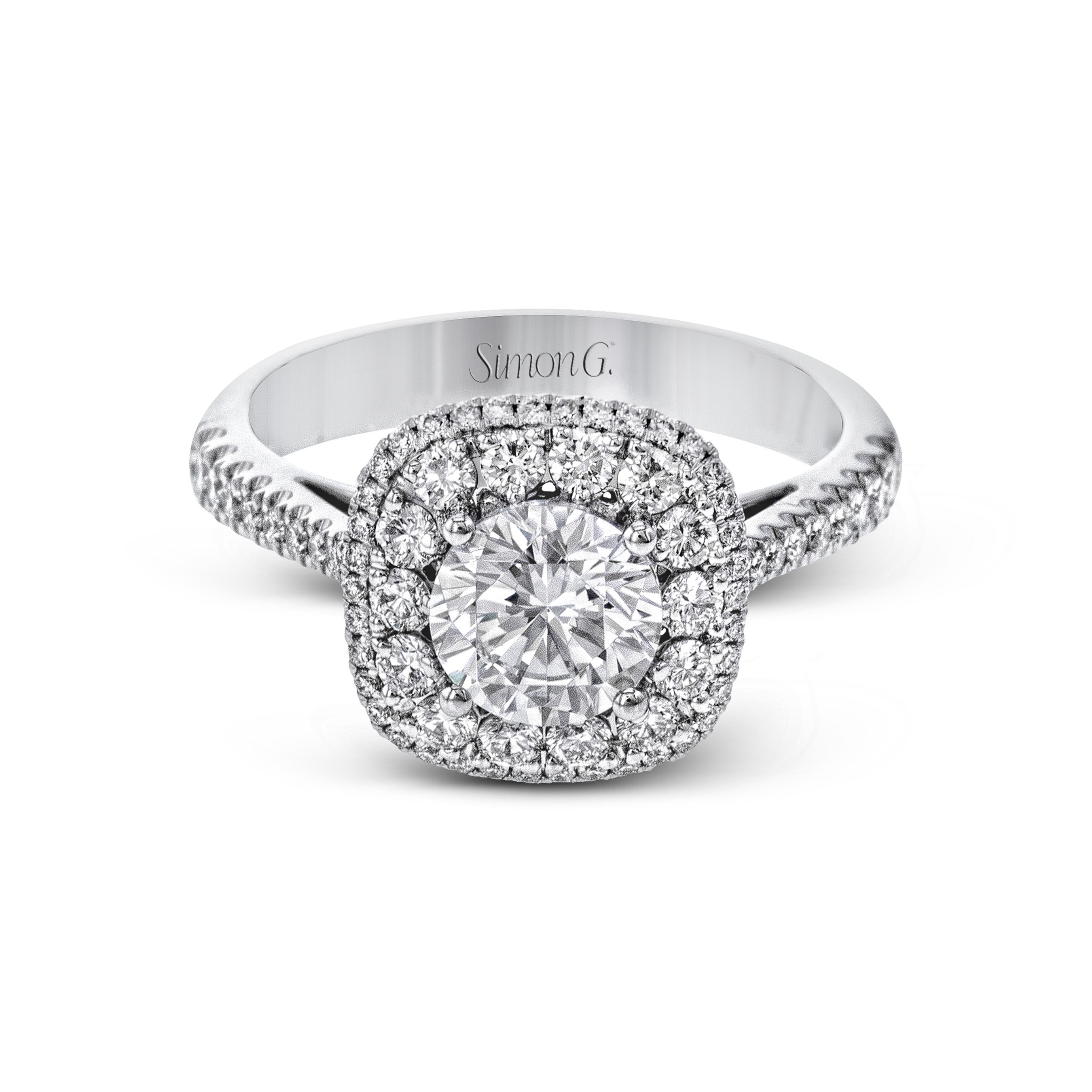 MR2827-A Modern Enchantment Collection White Gold Round Cut Engagement Ring