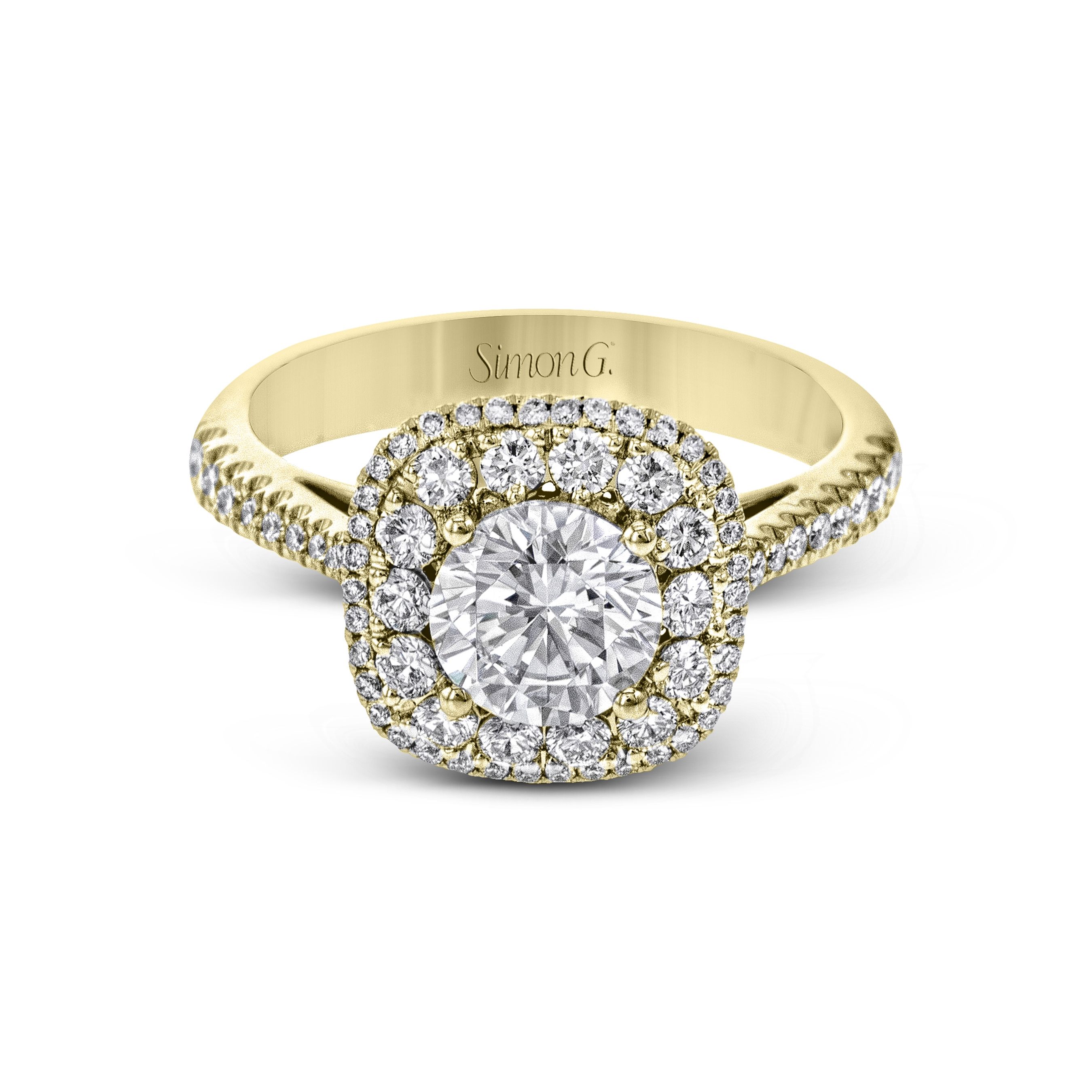 MR2827-A Modern Enchantment Collection Yellow Gold Round Cut Engagement Ring