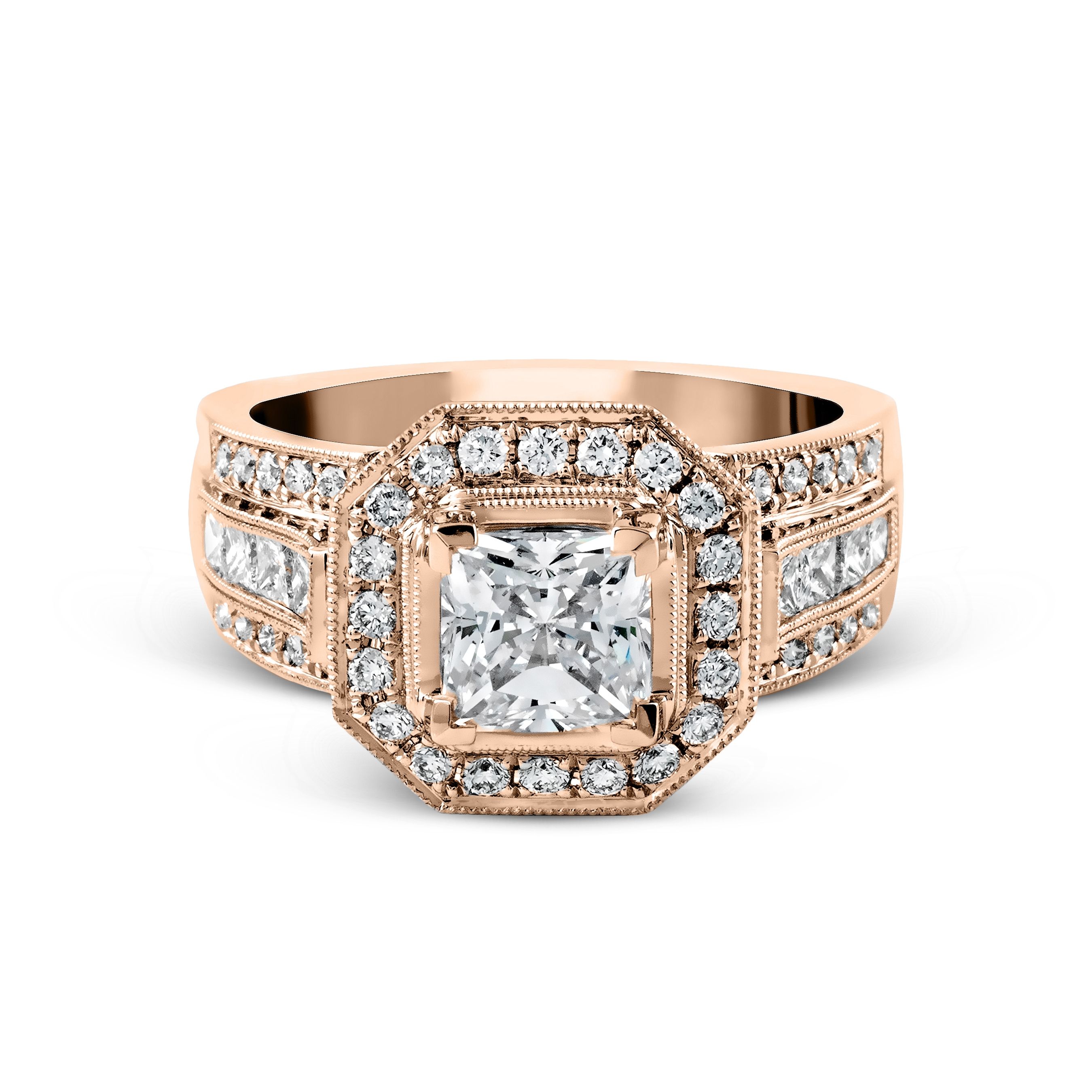 NR109-A Passion Collection Rose Gold Princess Cut Engagement Ring
