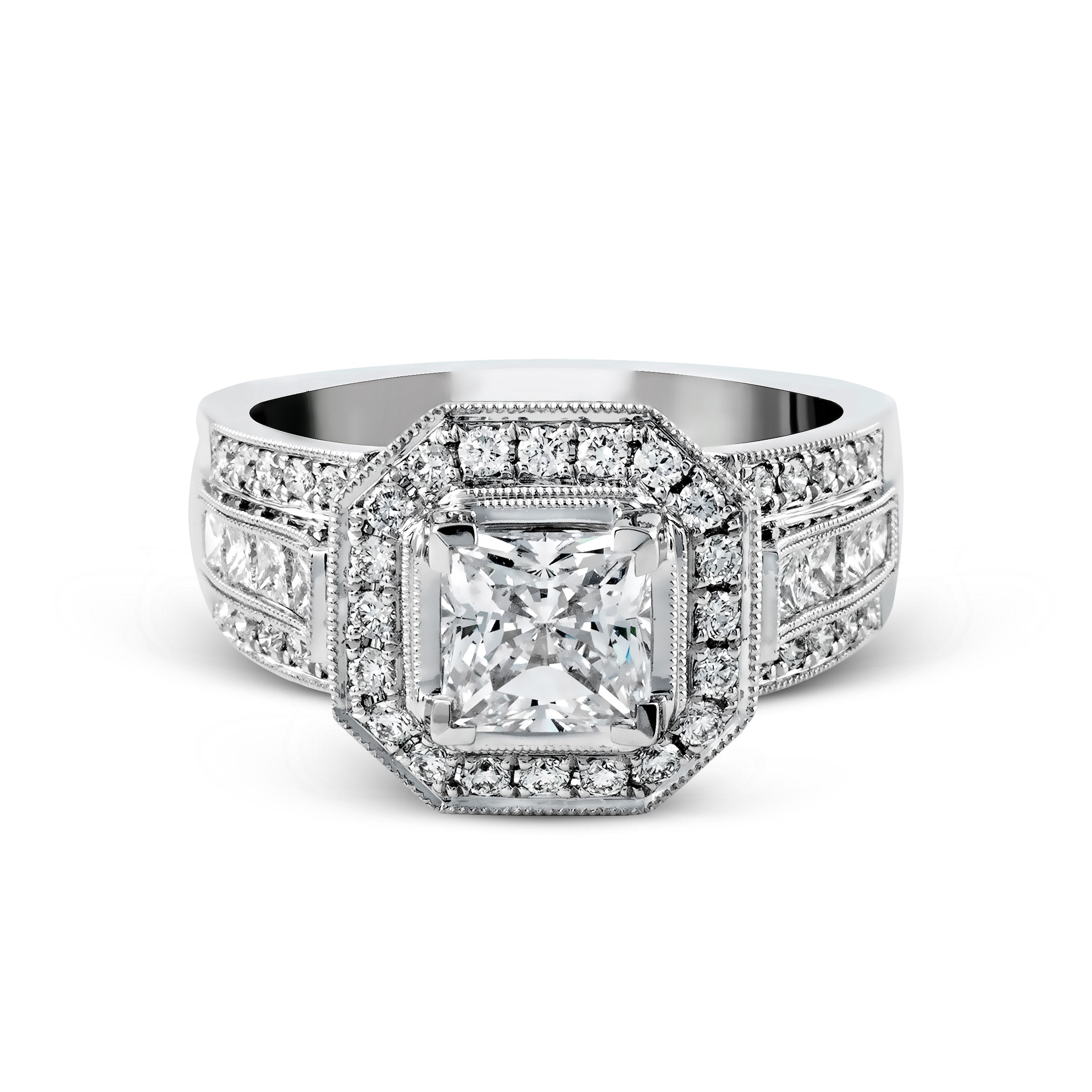 NR109-A Passion Collection White Gold Princess Cut Engagement Ring