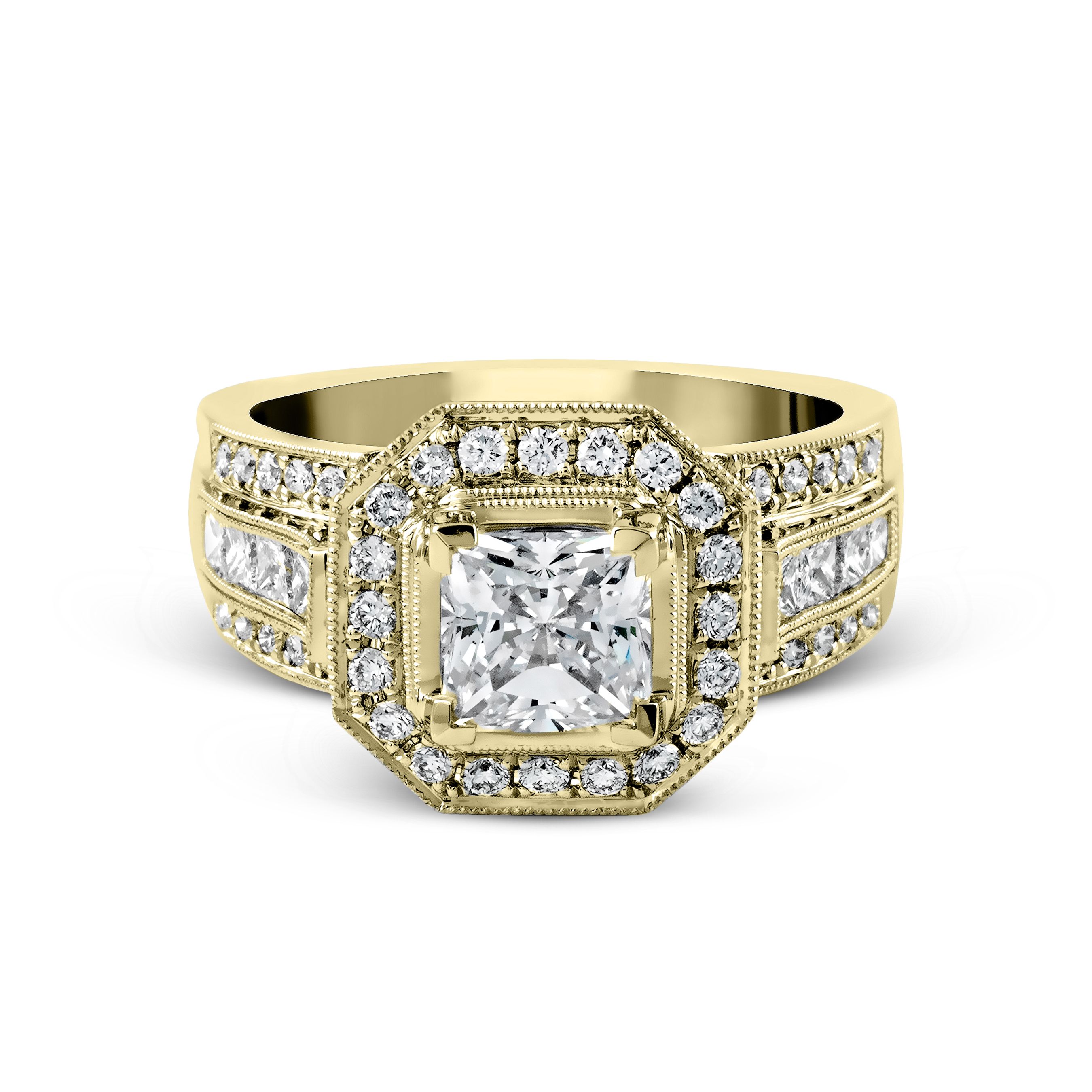 NR109-A Passion Collection Yellow Gold Princess Cut Engagement Ring