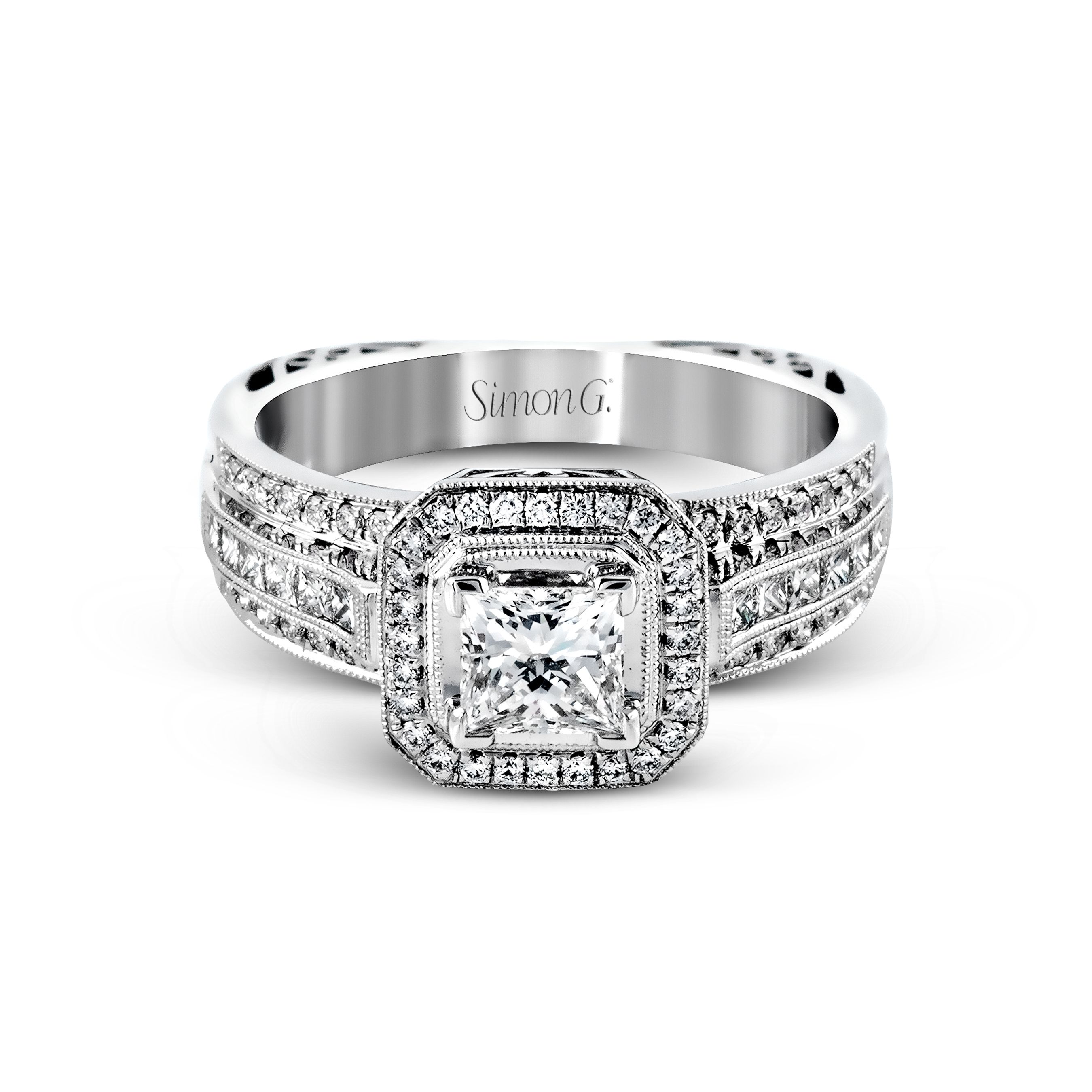 NR454 Passion Collection Platinum Princess Cut Engagement Ring
