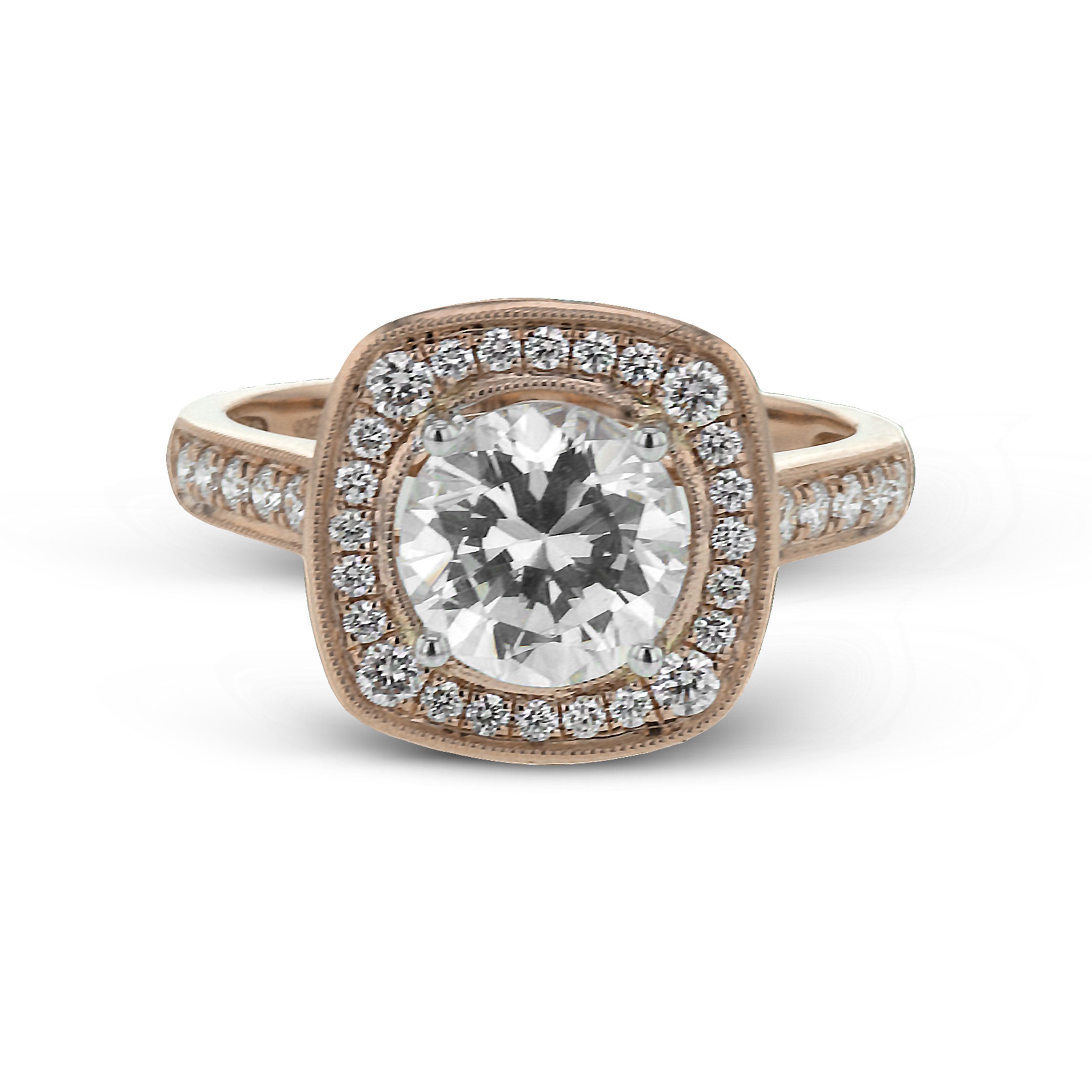 NR514-A Classic Romance Collection Rose Gold Round Cut Engagement Ring